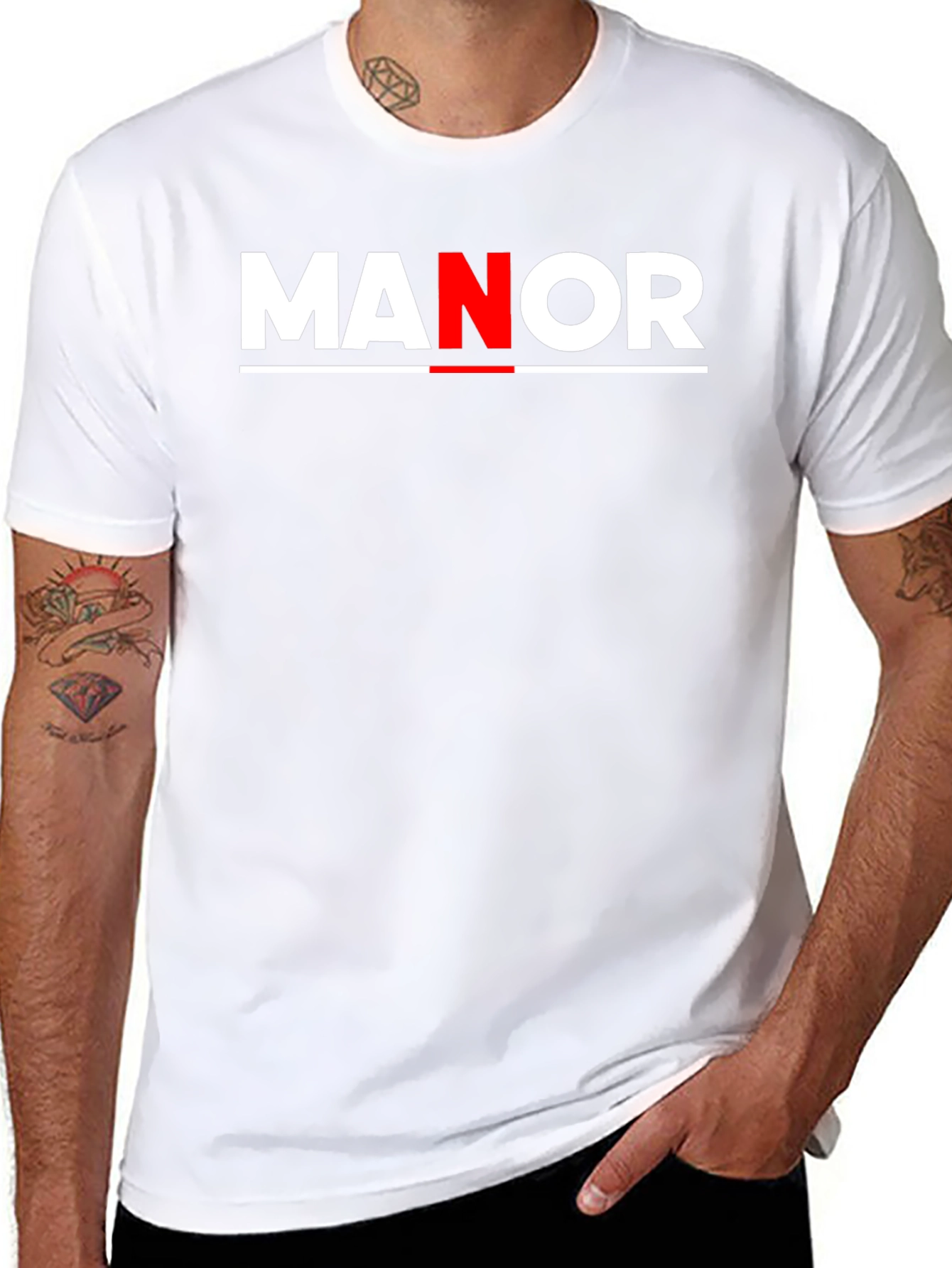Black MANOR Bold Graphic Tee - Stylish Black Cotton Blend view 8