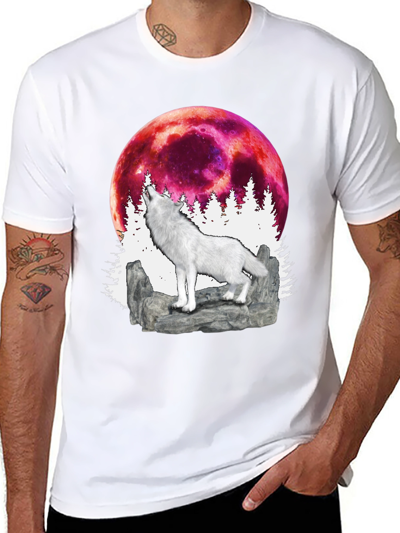 Black Wolf Moon Graphic T-Shirt view 8