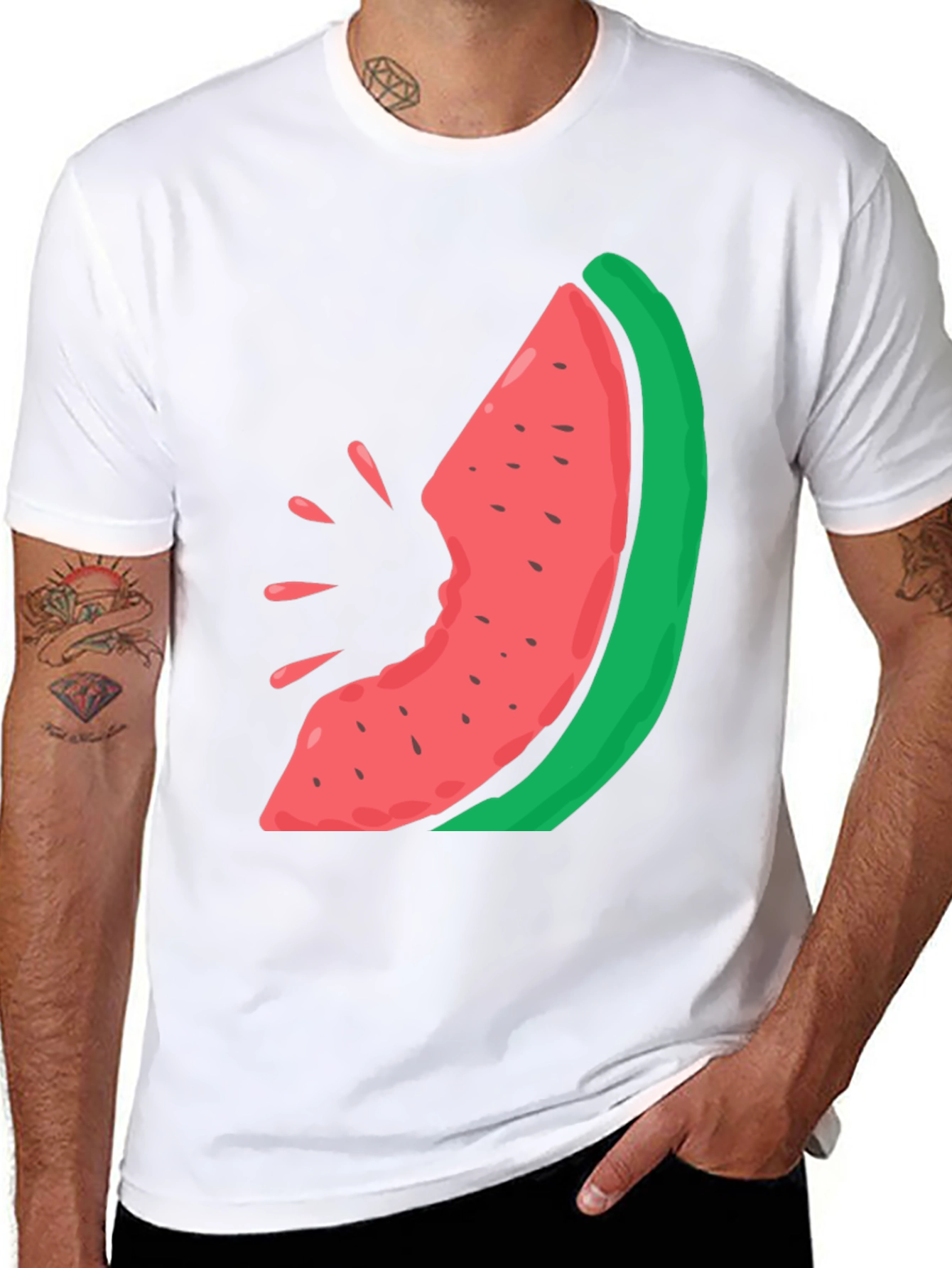 Black Watermelon Bite Graphic Tee - Casual Summer Style view 8