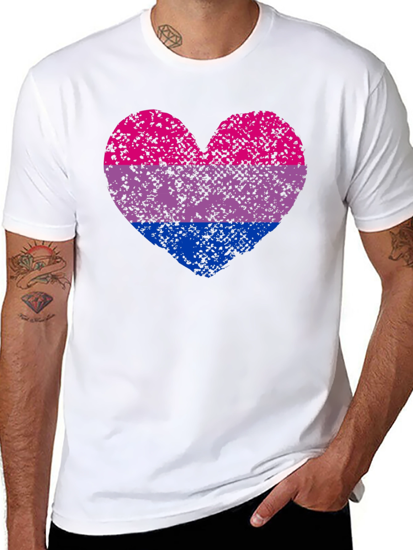 Bi Pride Heart Graphic T-Shirt - 8