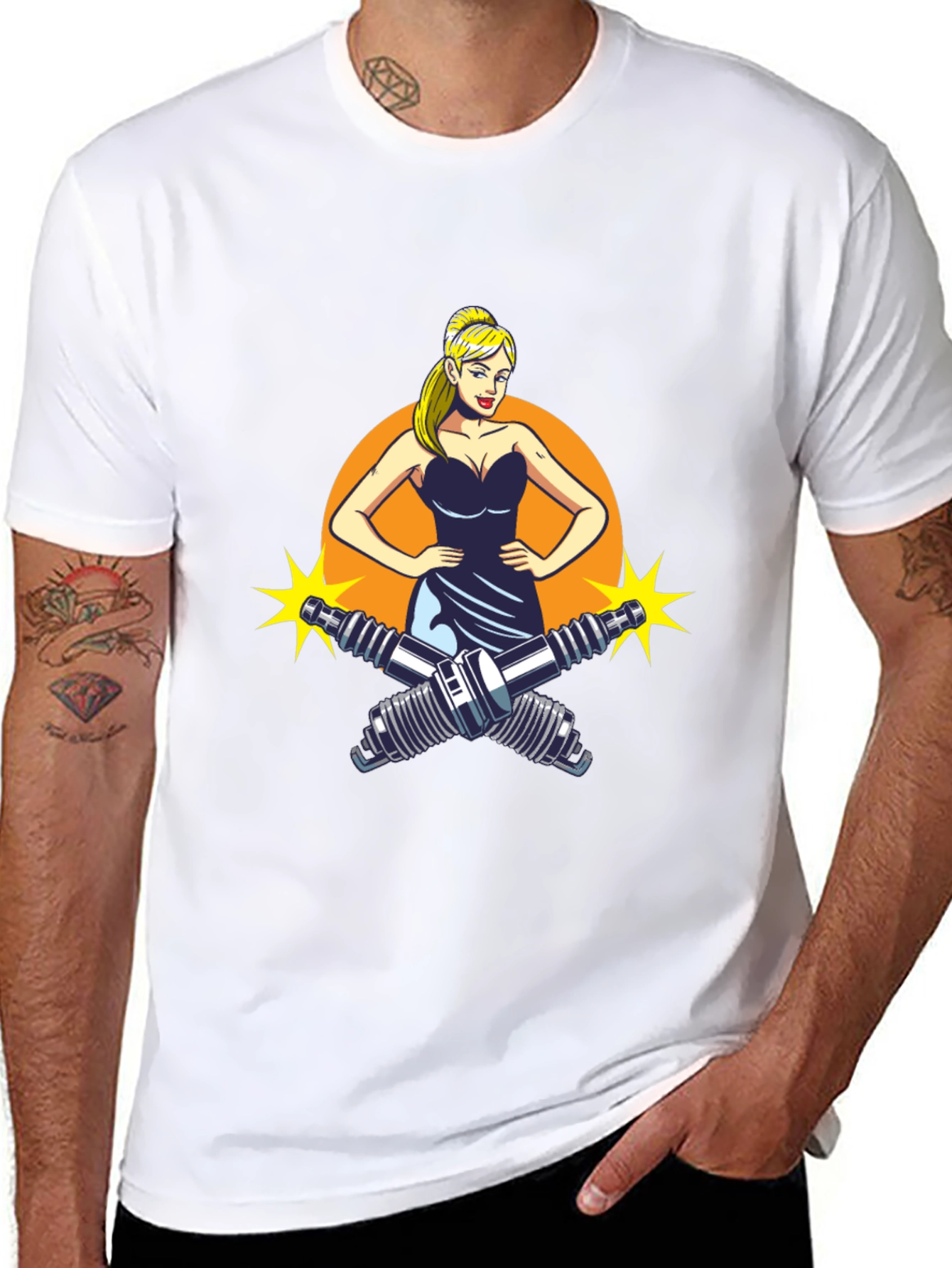 Black Cool Mechanic Girl T-Shirt view 8
