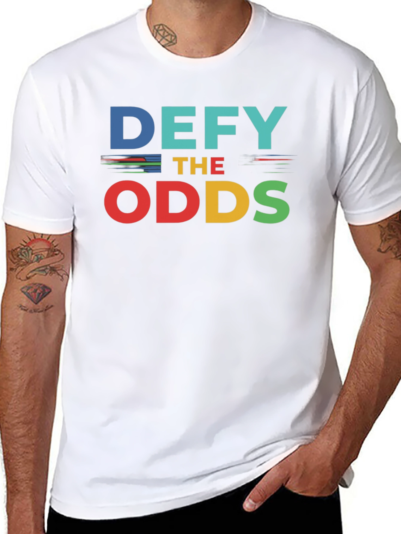 Black Defy the Odds Graphic Tee - Motivational Shirt view 8