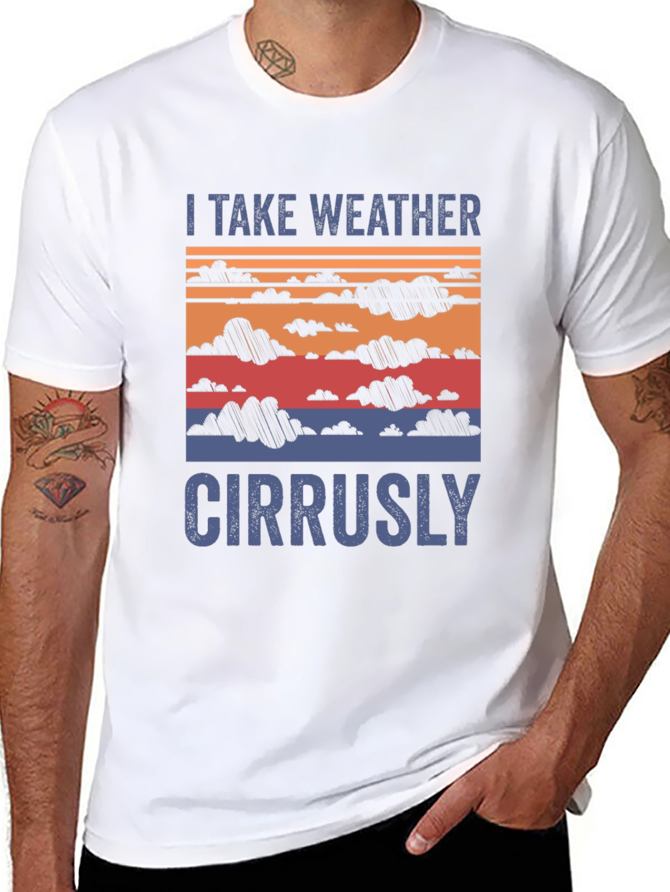 Black I Take Weather Cirrusly T-Shirt - Funny Weather Pun Tee view 8