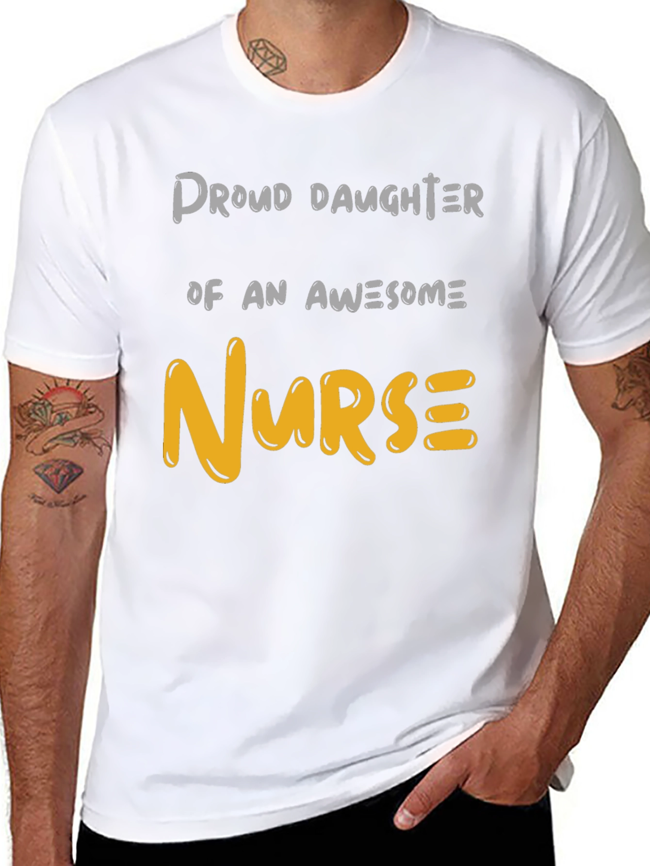 Black Proud Daughter Nurse T-Shirt view 8
