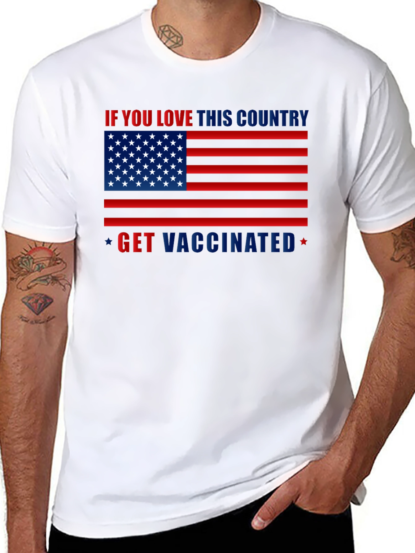 Black Patriotic Vaccination T-Shirt view 8