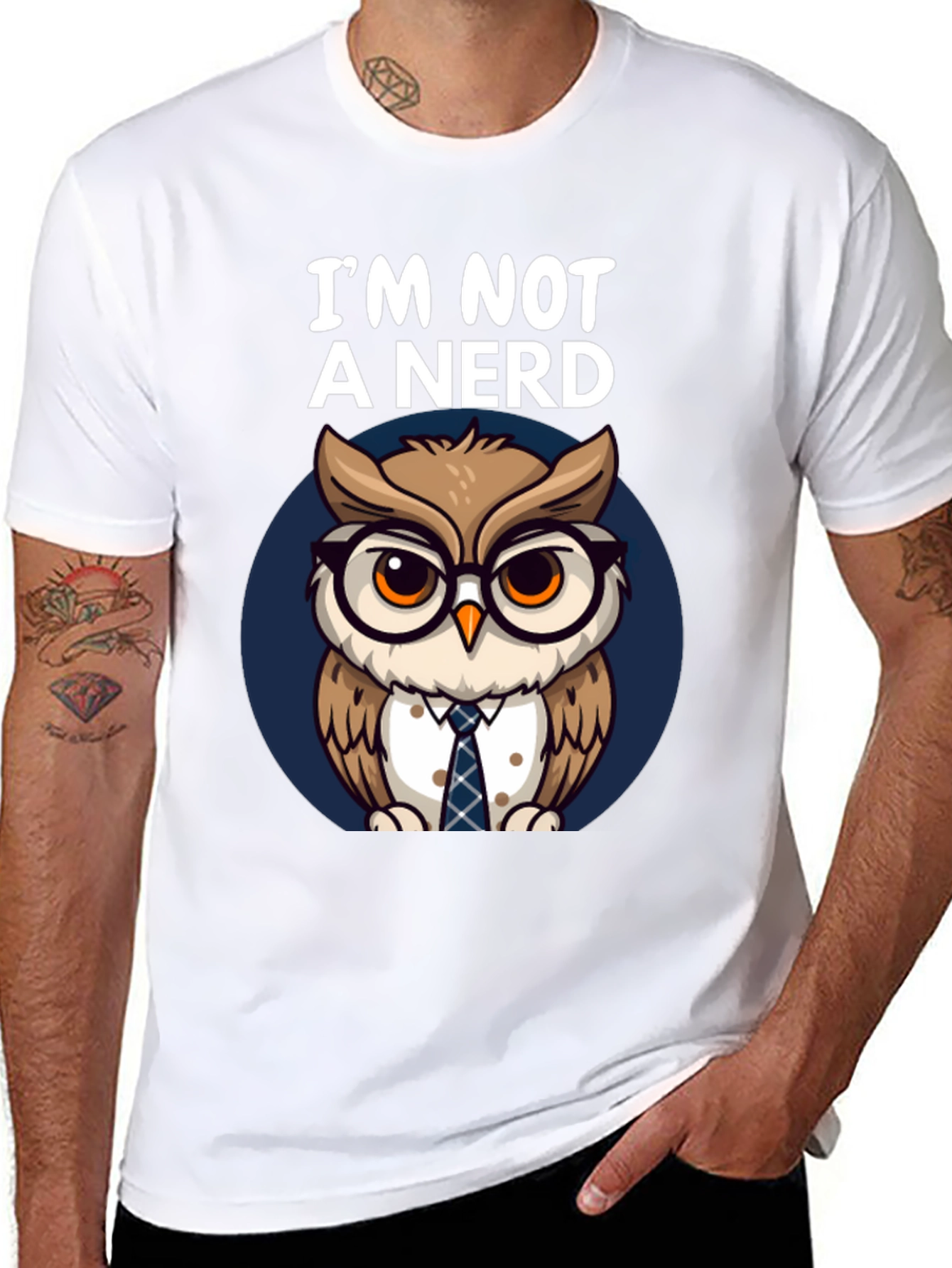 Black I'm Not A Nerd Owl T-Shirt view 8