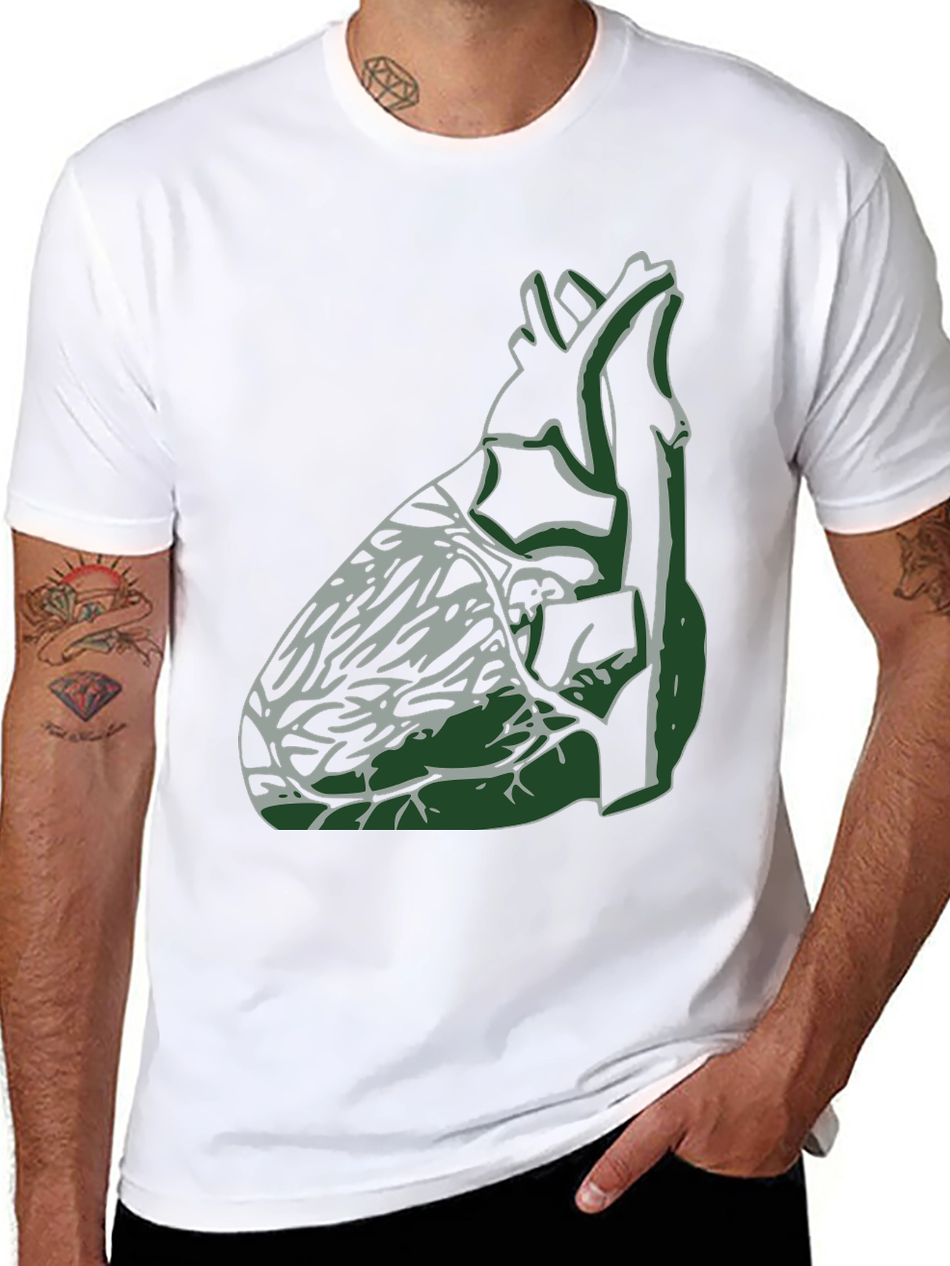 Black Anatomical Heart Graphic Tee - Unique Design view 8