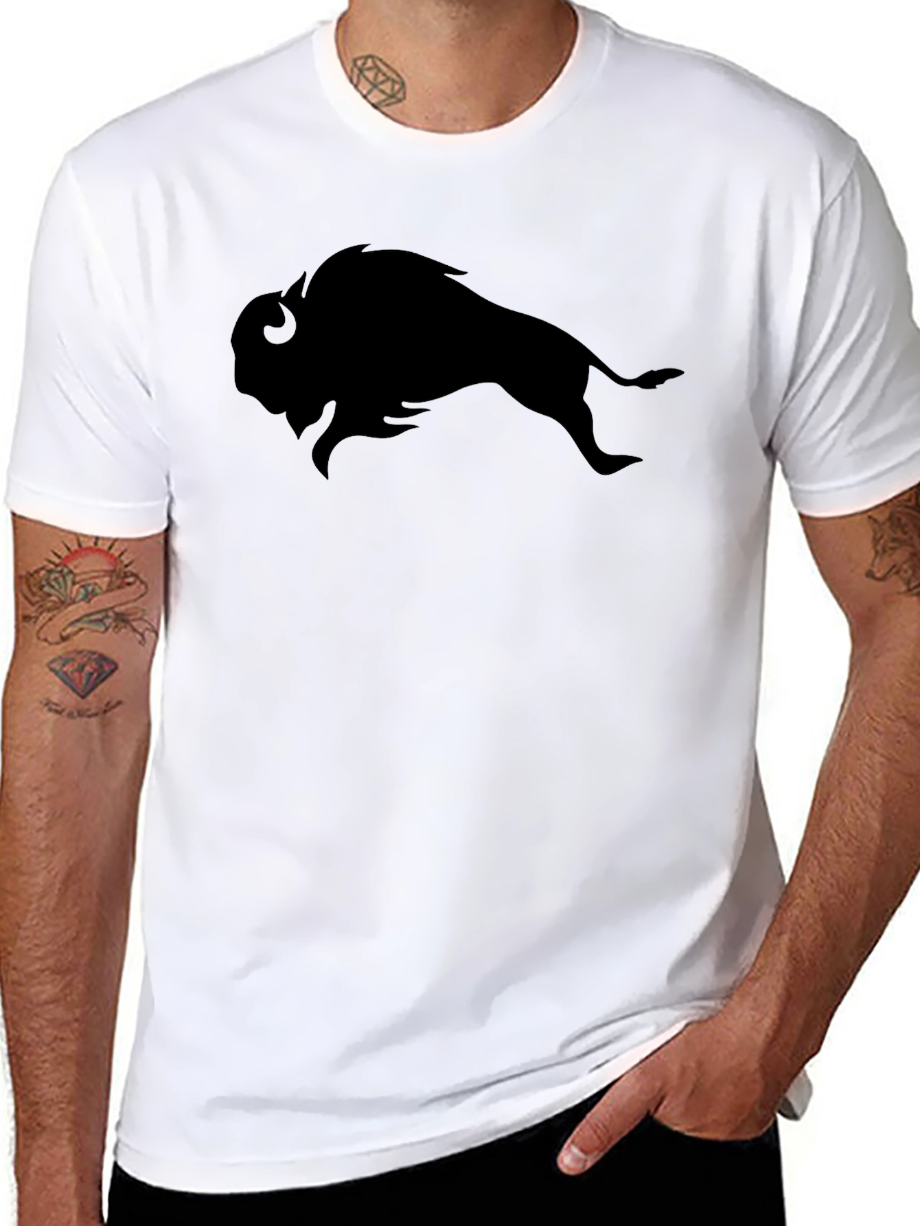 Black Buffalo Silhouette Black T-Shirt - Stylish Graphic Tee view 8