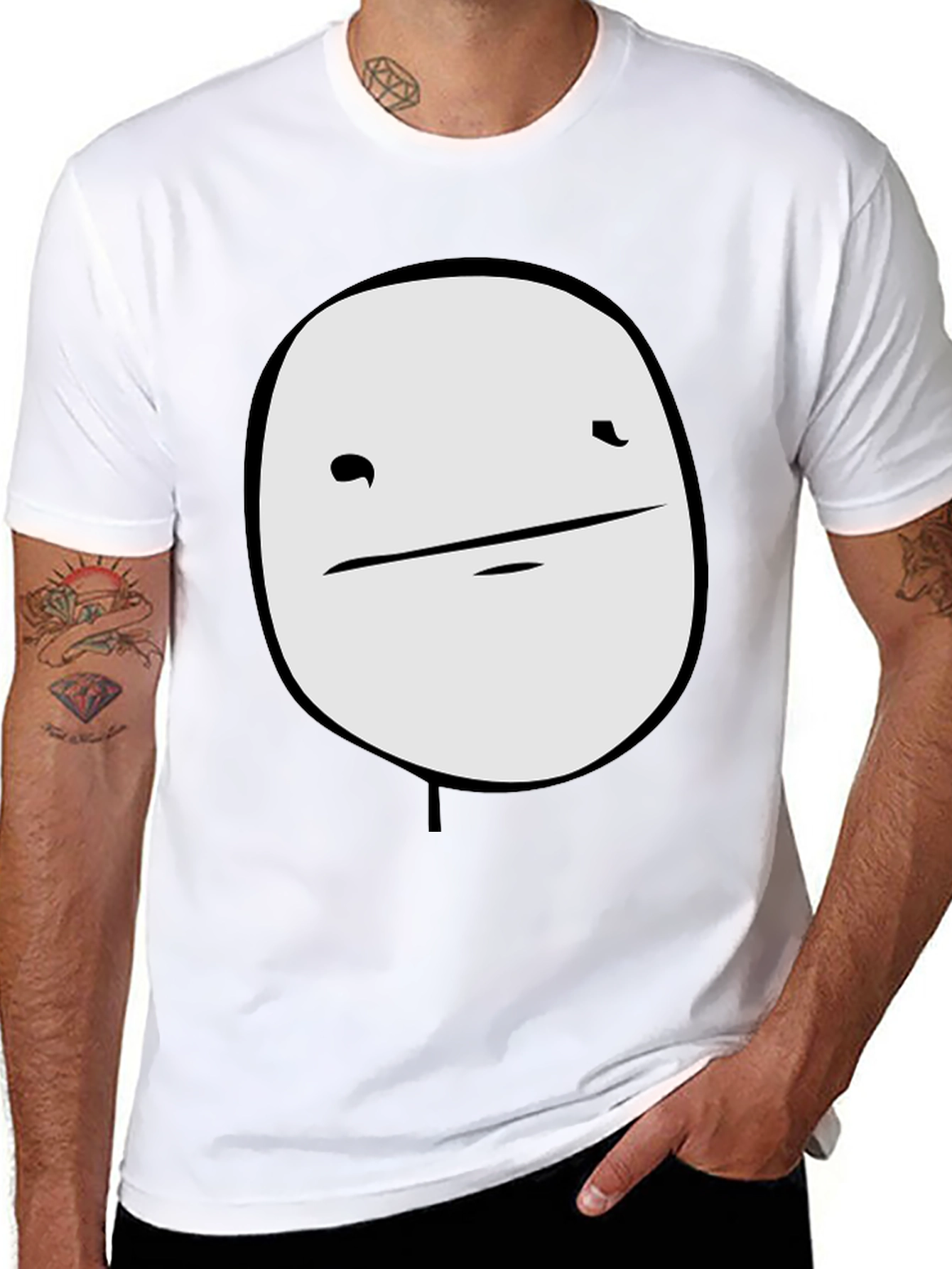 Black Men's Black Graphic T-Shirt - Meme Face Design view 8