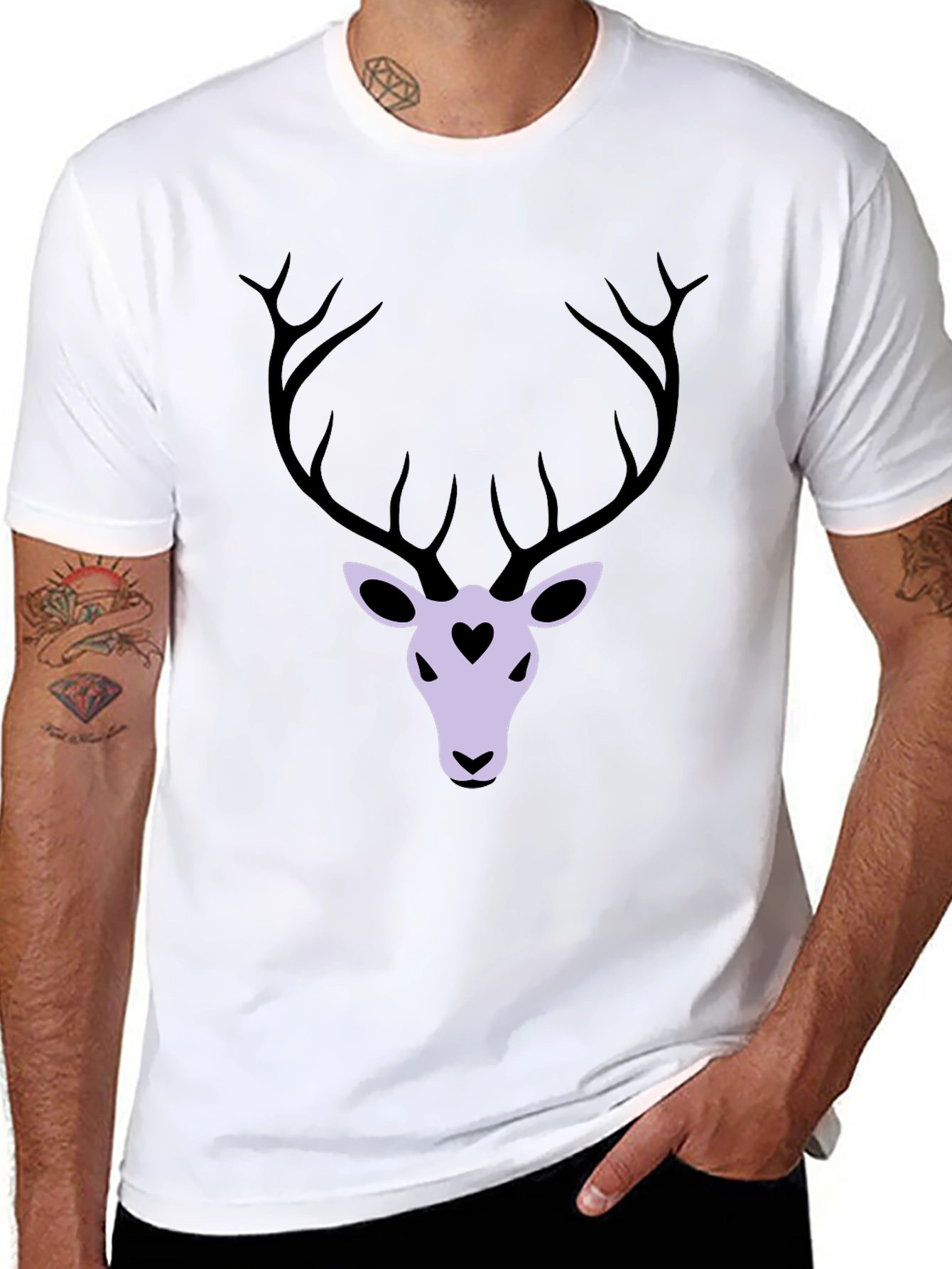 Black Deer Heart Graphic T-Shirt - Black view 8