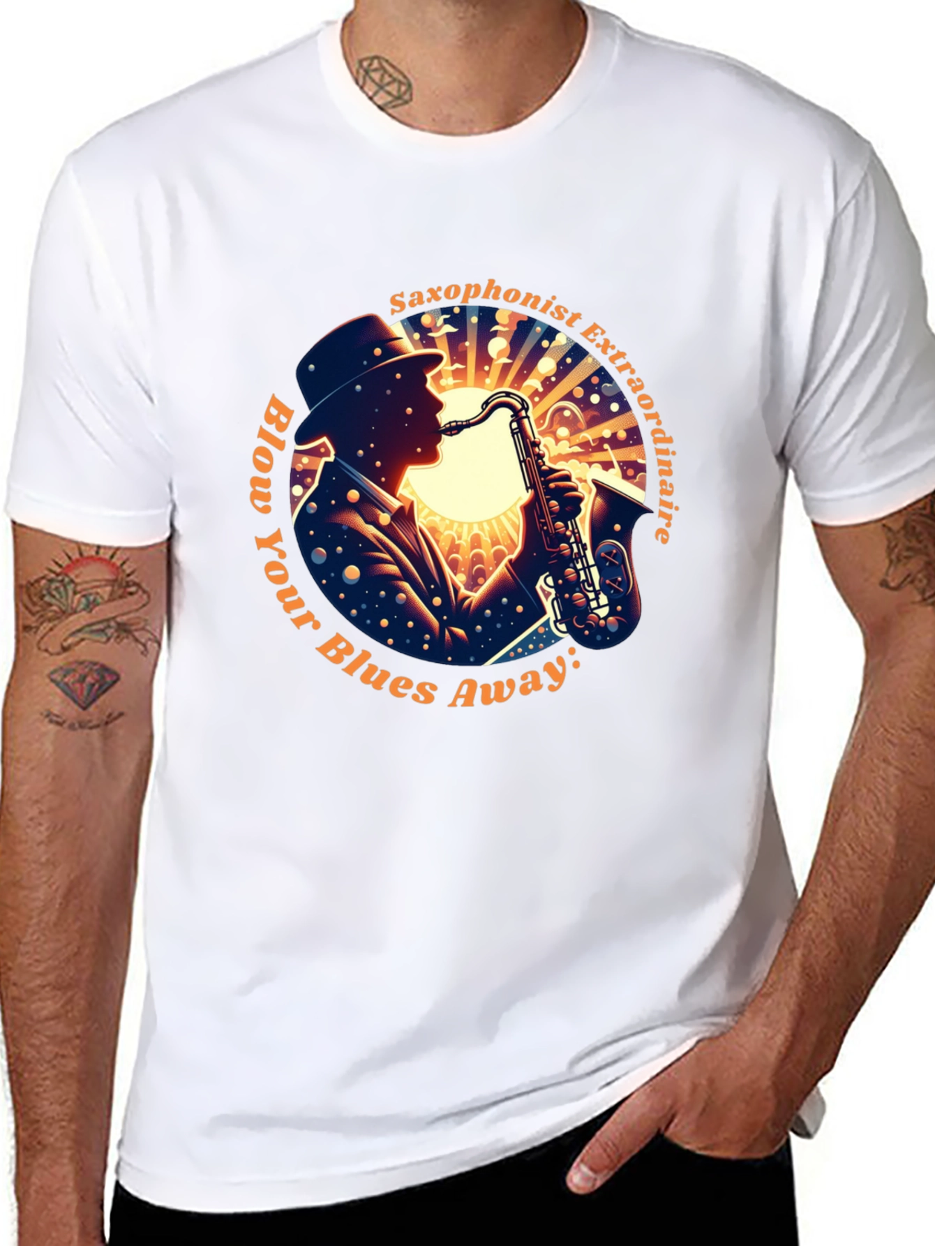 Black Saxophonist Extraordinaire Graphic Tee view 8