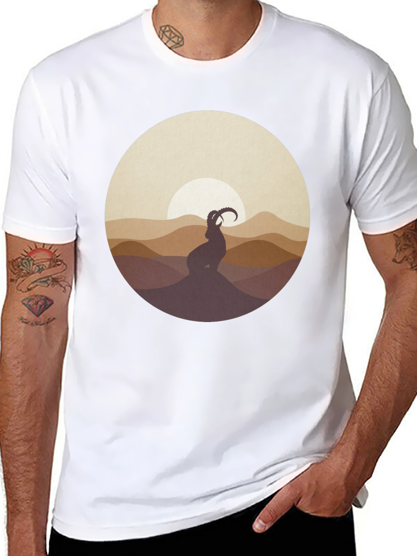 Black Mountain Goat Silhouette T-Shirt - Black view 8