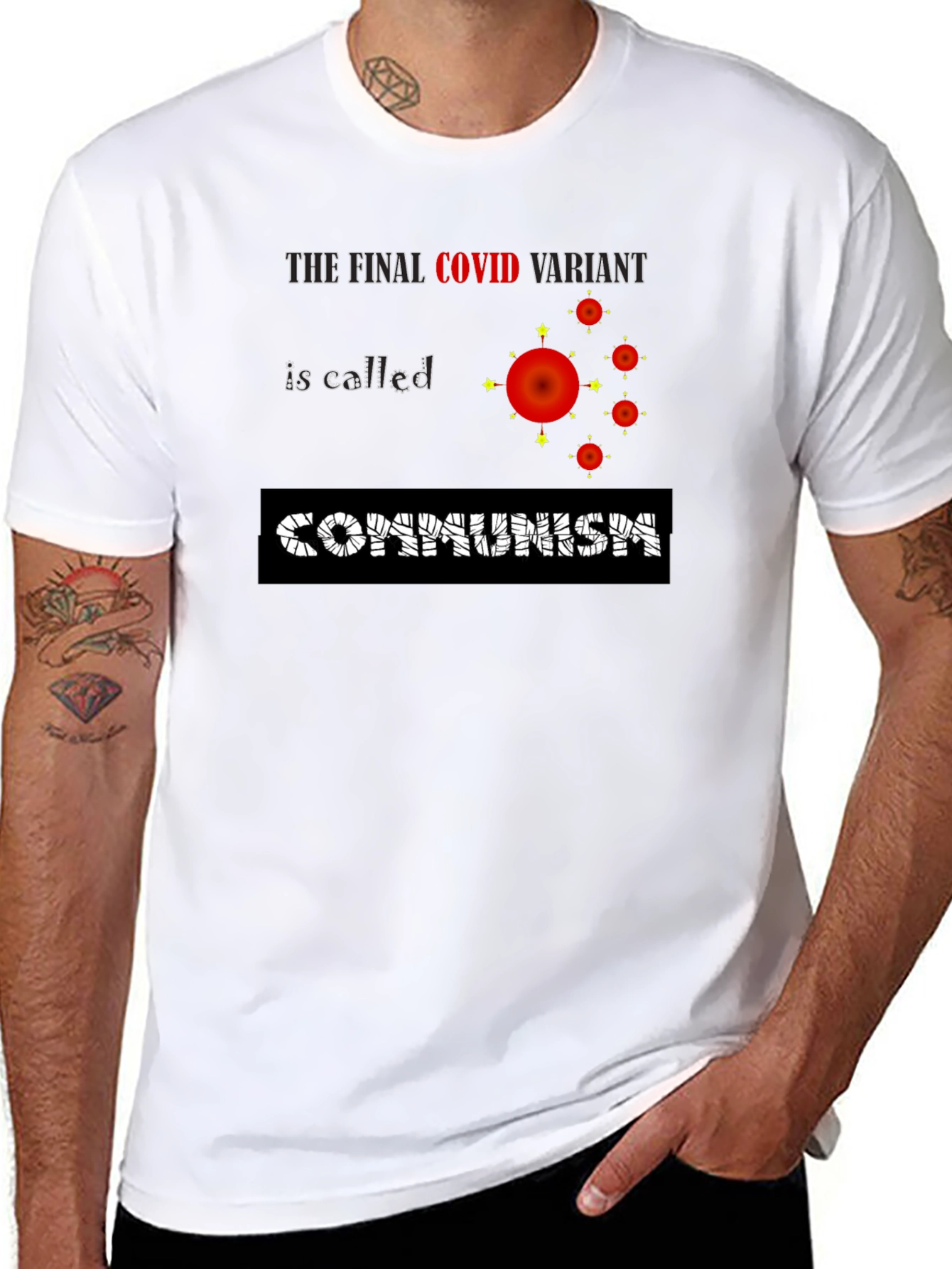 Black COVID Communism Black Graphic Tee view 8