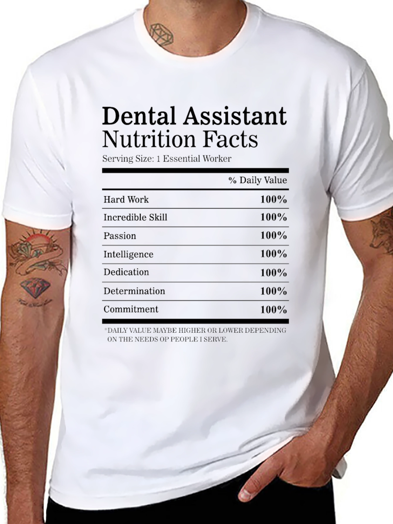 Black Dental Assistant Nutrition Facts T-Shirt view 8