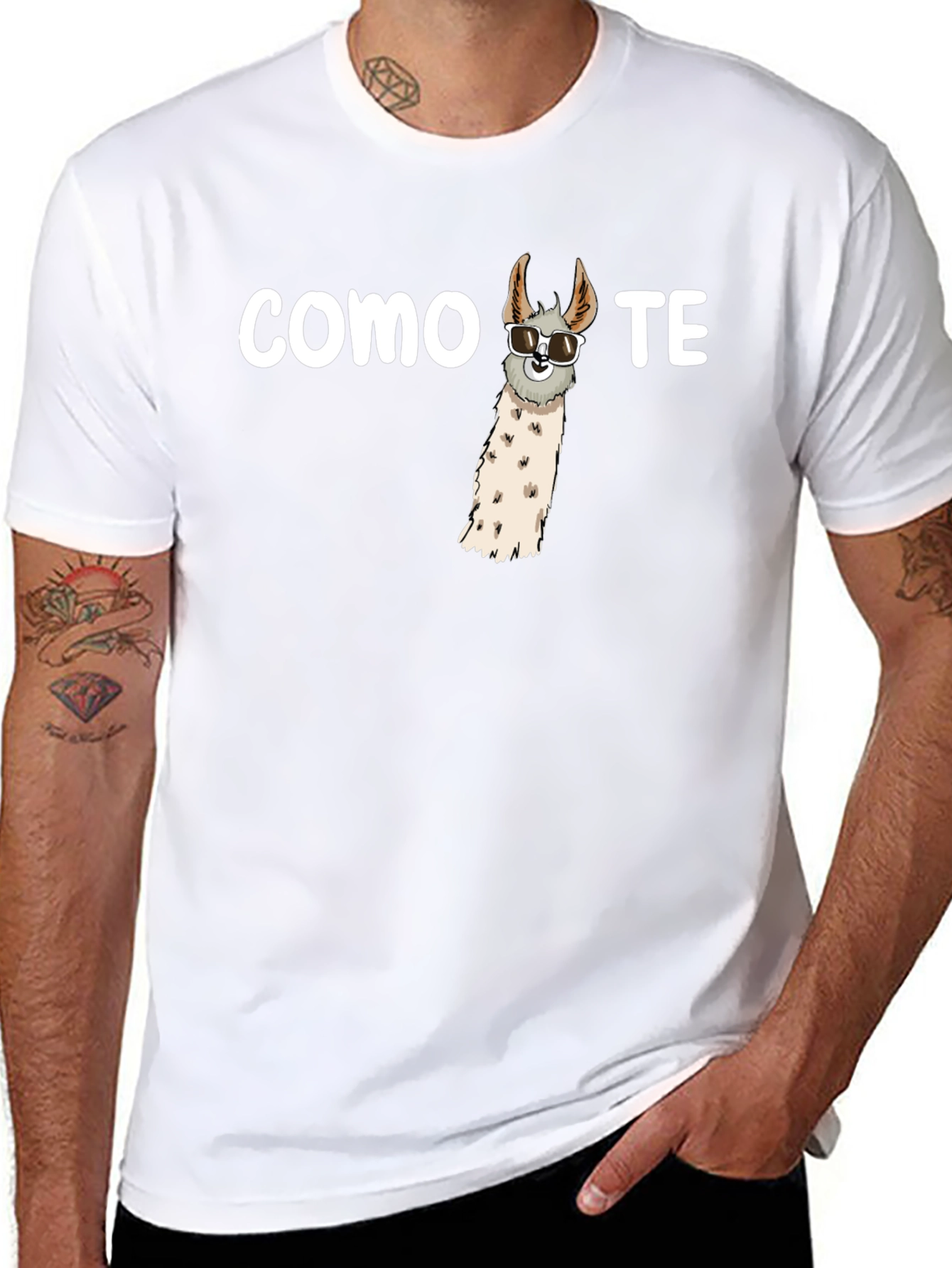 Black Cool Llama Tee - Como Te Llama Funny Graphic T-Shirt view 8