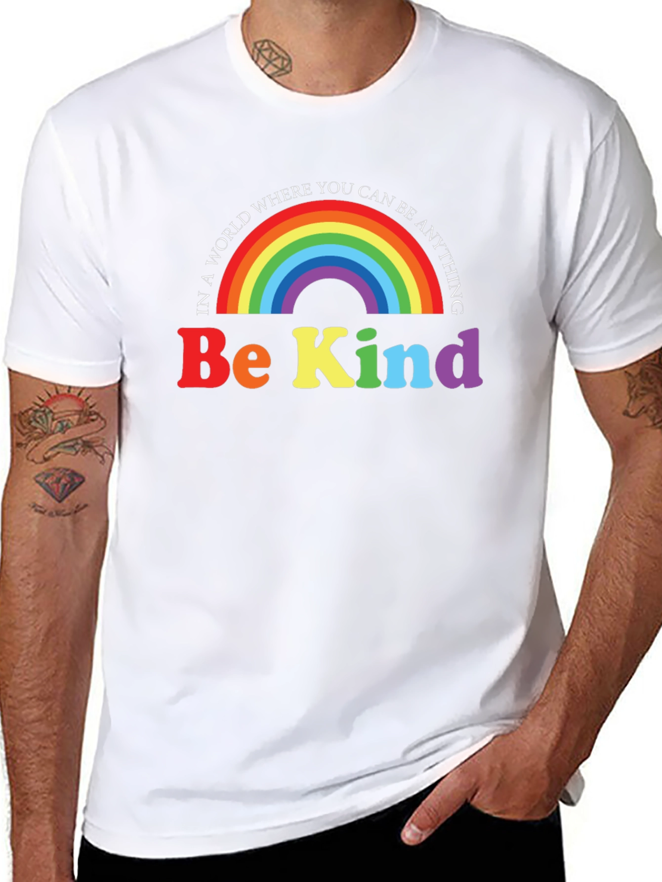 Black Be Kind Rainbow Graphic Tee view 8
