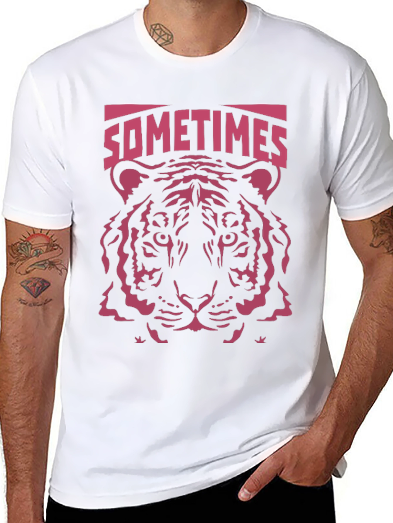 Black Sometimes Tiger Graphic T-Shirt - Cool Animal Tee view 8