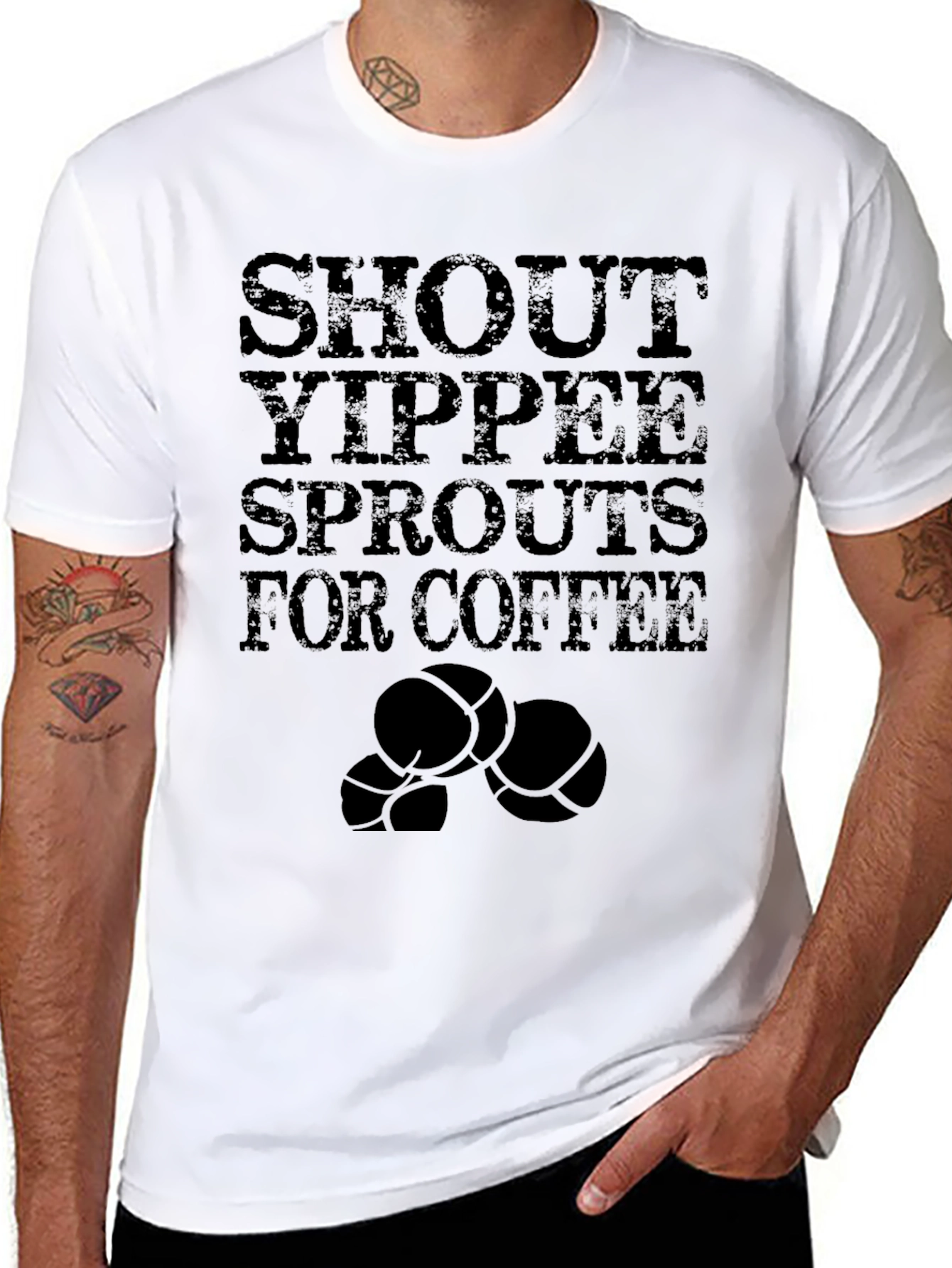 Black Shout Yippee Sprouts for Coffee T-Shirt view 8
