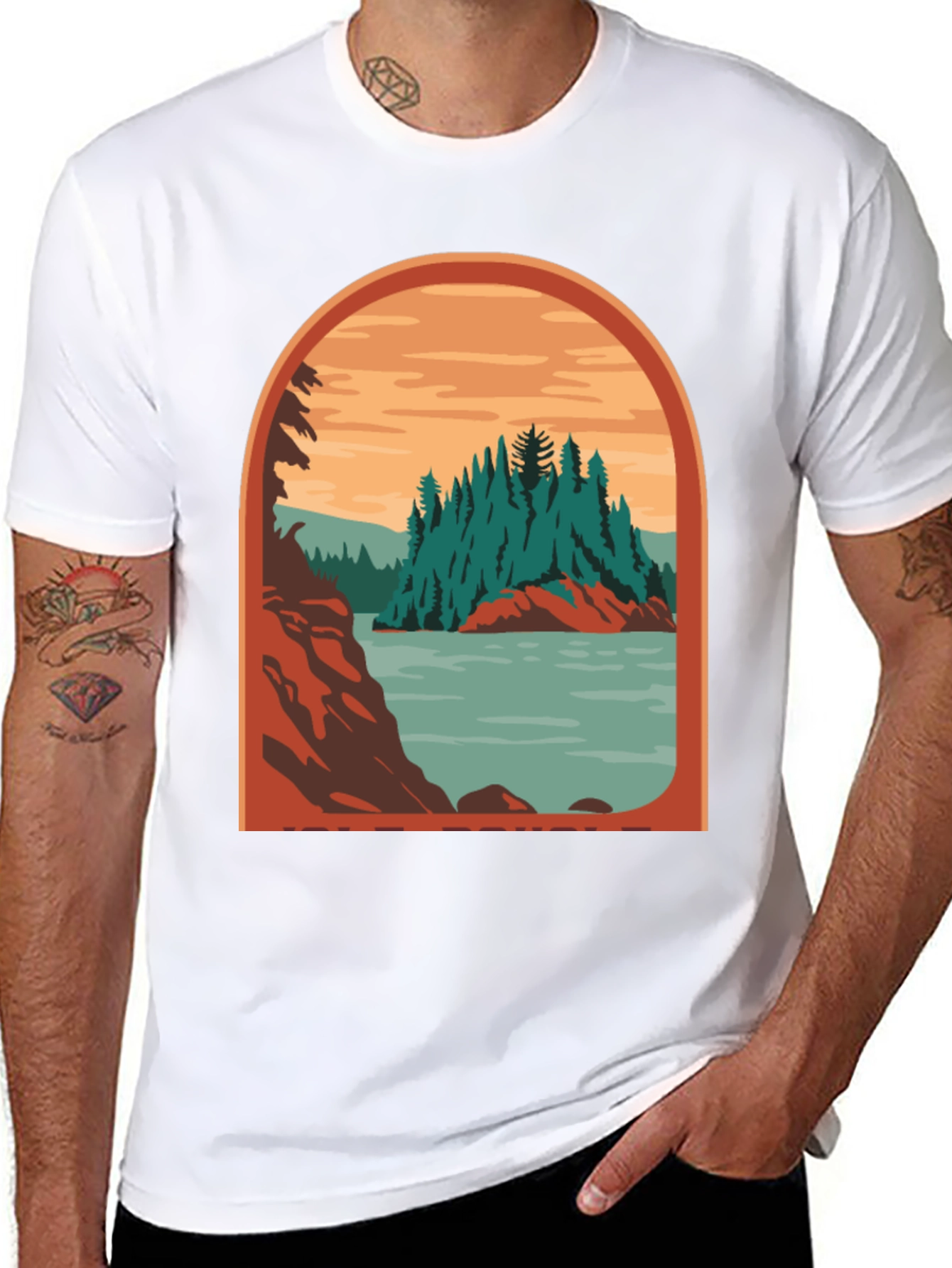Black Retro Landscape Graphic Tee view 8