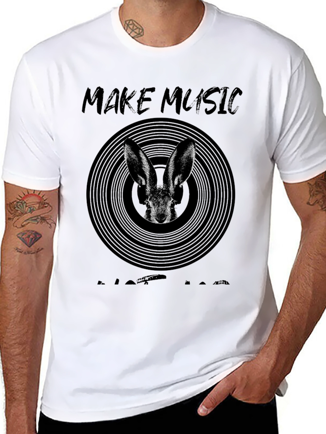 Black Make Music Not War Bunny T-Shirt view 8