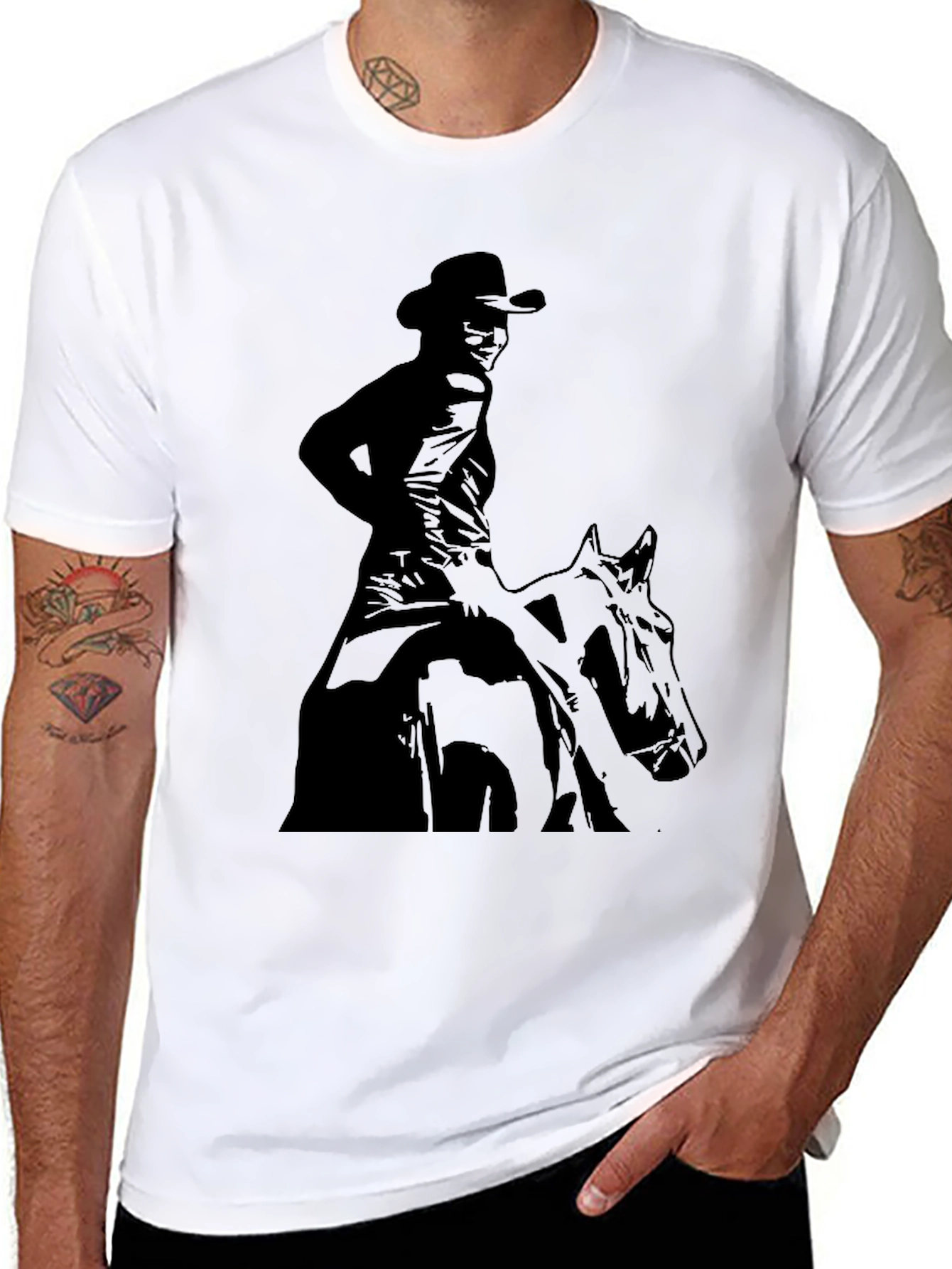 Black Cowboy Rider Graphic Black T-Shirt view 8