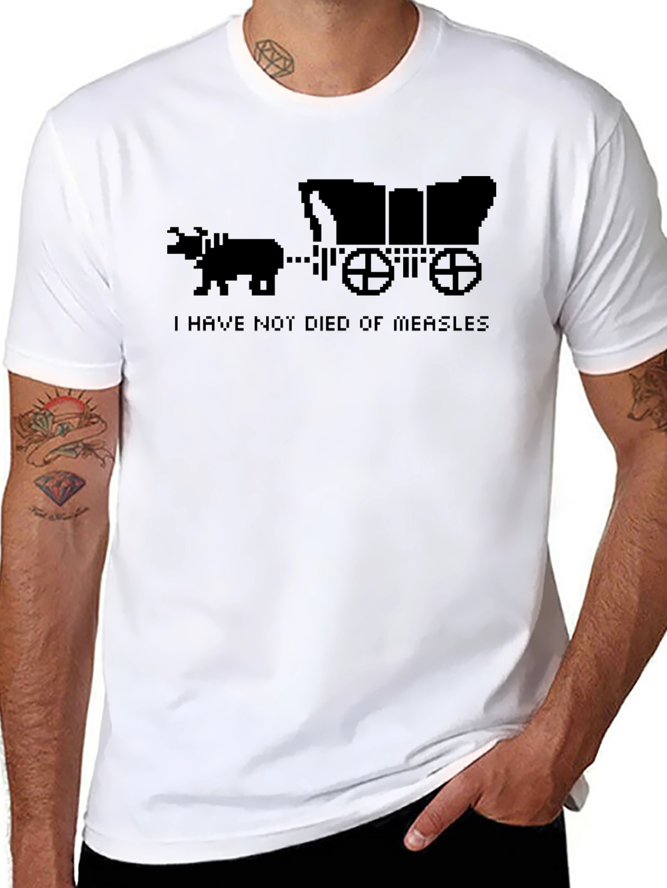 Black I Have Not Died of Measles T-Shirt view 8