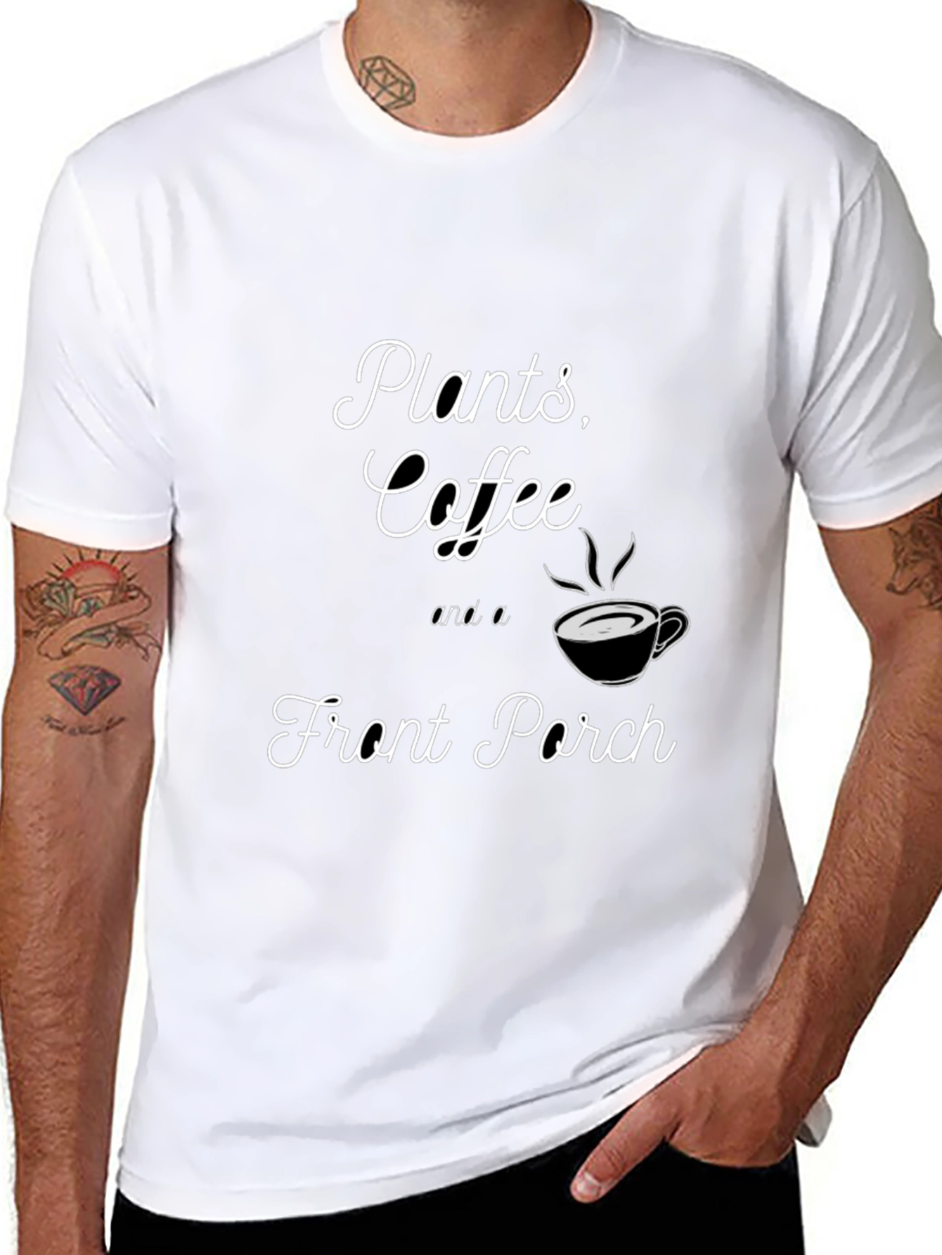 Black Plants Coffee Front Porch Graphic T-Shirt view 8
