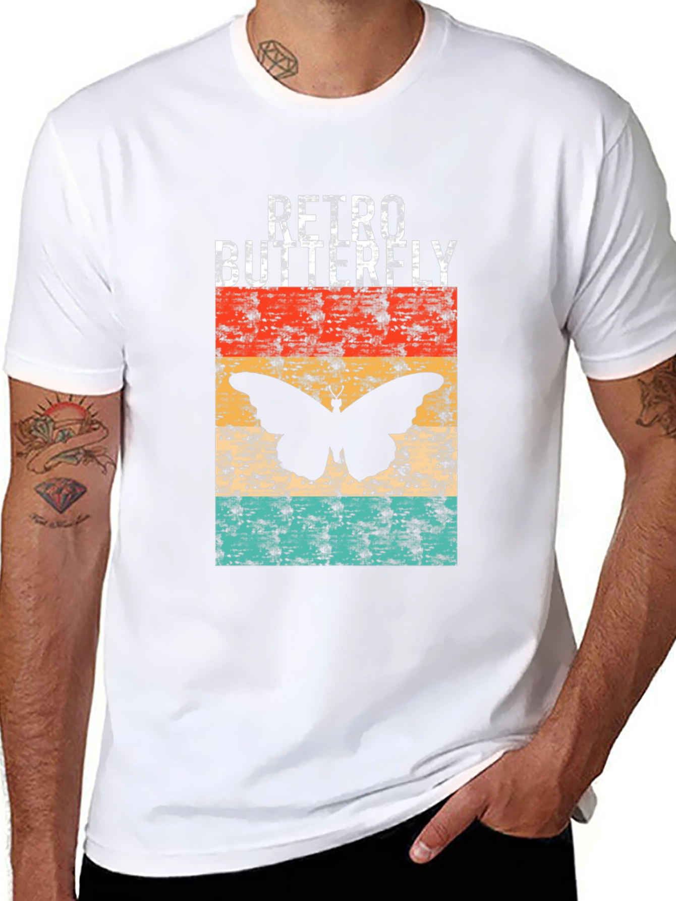 Black Retro Butterfly Graphic T-Shirt view 8