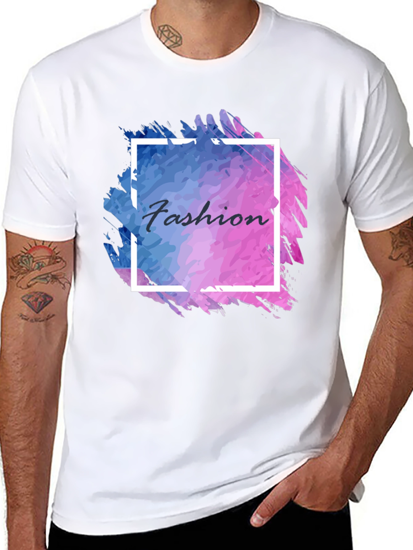 Black Fashion Graphic Tee - Stylish Unisex Crew Neck T-Shirt view 8
