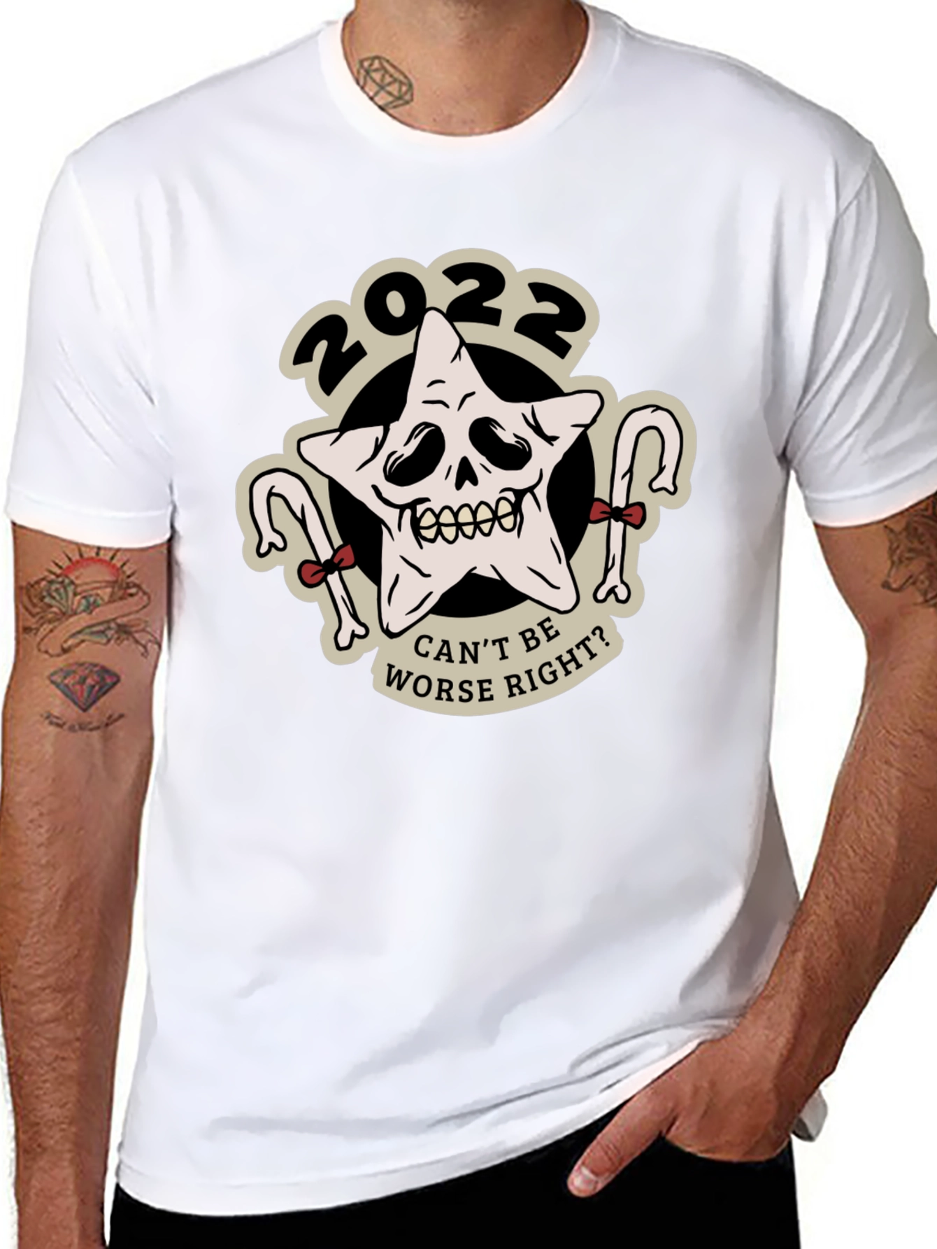 Black 2022 Star Skull Graphic Tee - "Can't Be Worse, Right?" view 8