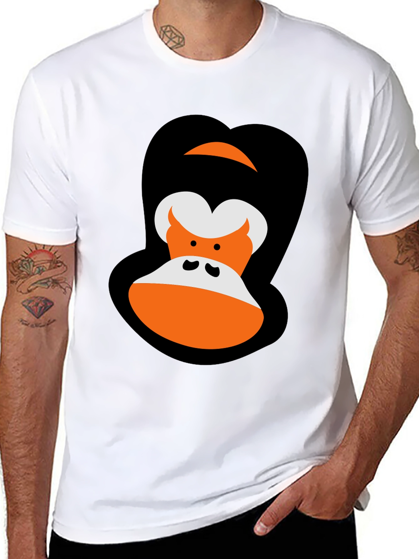 Black Cartoon Gorilla Graphic Tee - Black view 8