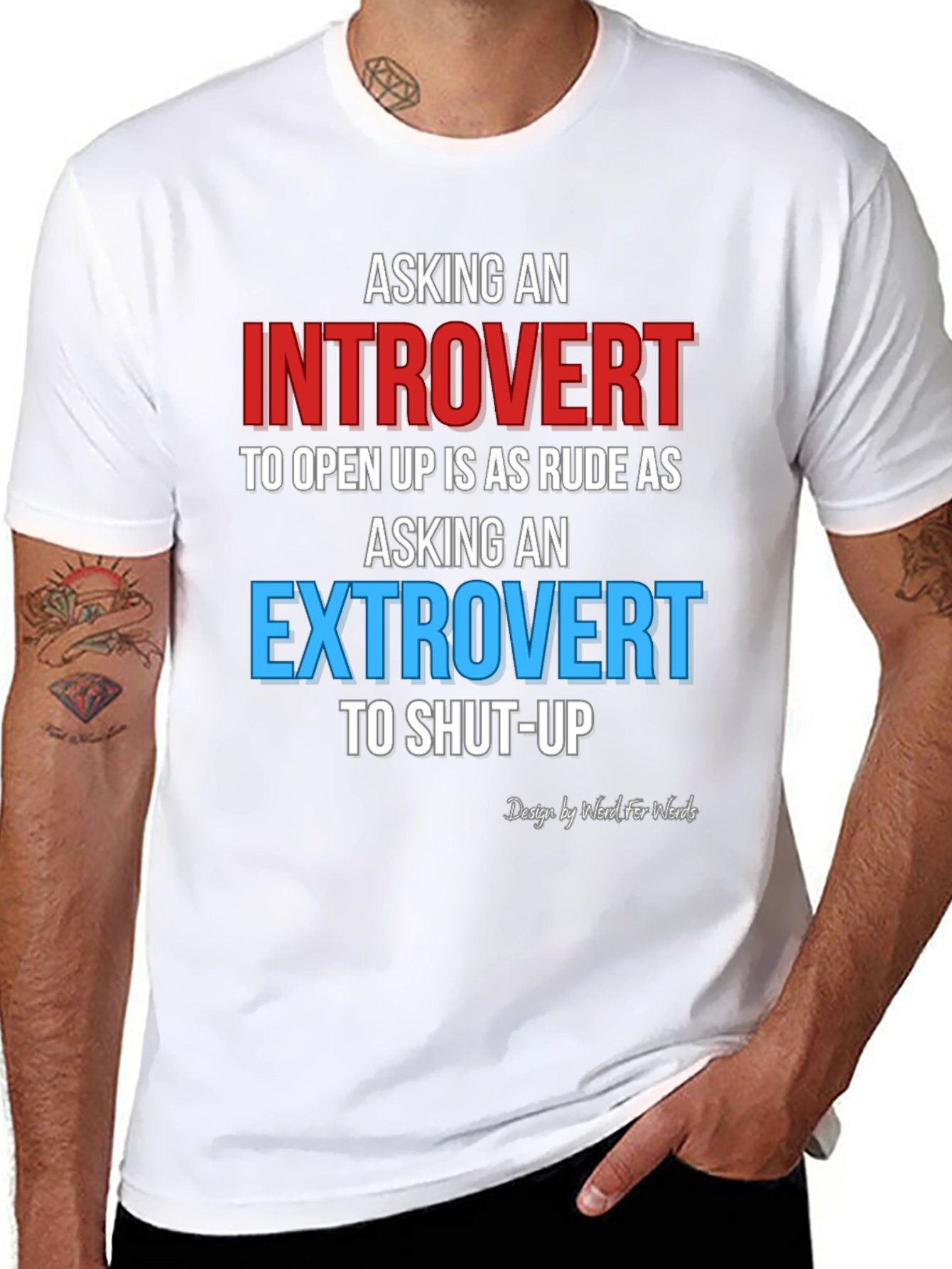 Black Introvert Extrovert Funny T-Shirt view 8