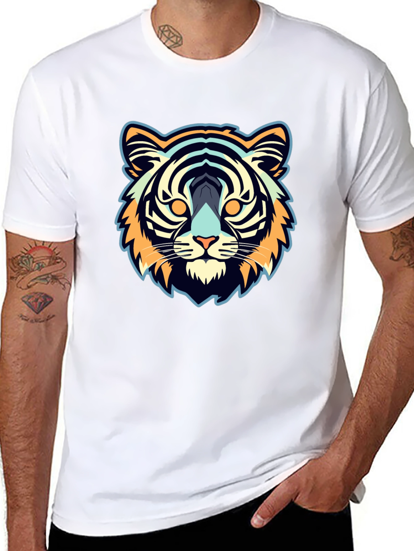 Black Cool Tiger Graphic Black Tee view 8