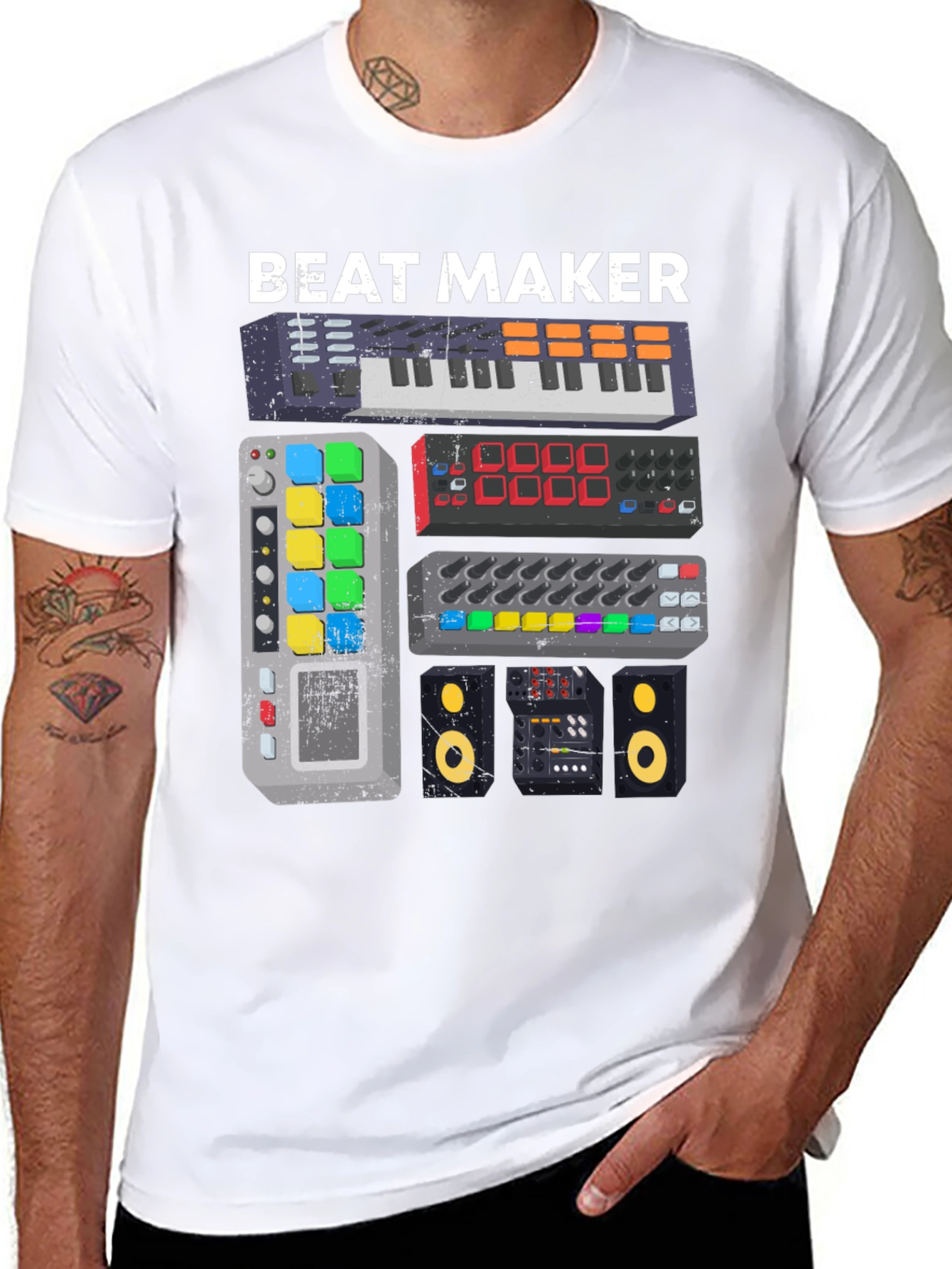 Black Beat Maker Graphic Tee - Music Producer Shirt view 8