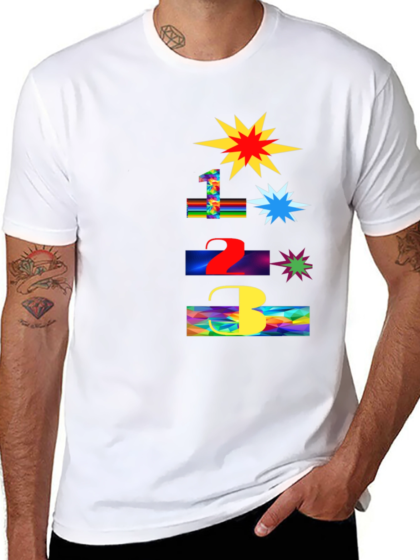 Black Fun Number Blast T-Shirt - Colorful Graphic Tee view 8