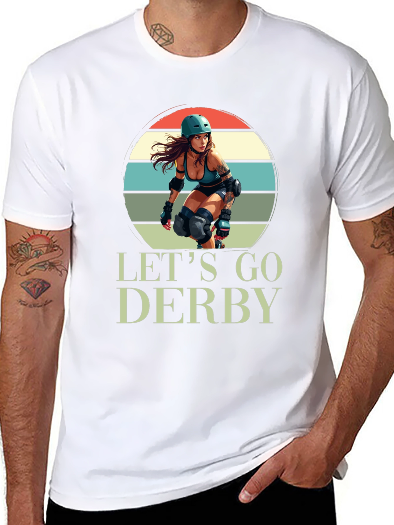 Black Let's Go Derby T-Shirt Roller Girl Retro Style view 8