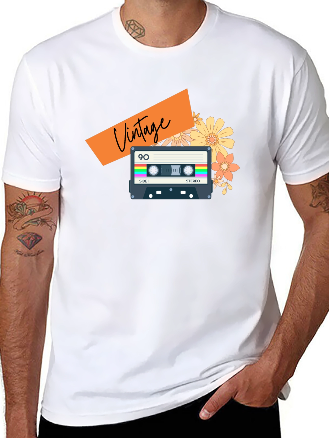 Black Vintage Cassette Tape Graphic Tee - Retro 90s Style view 8