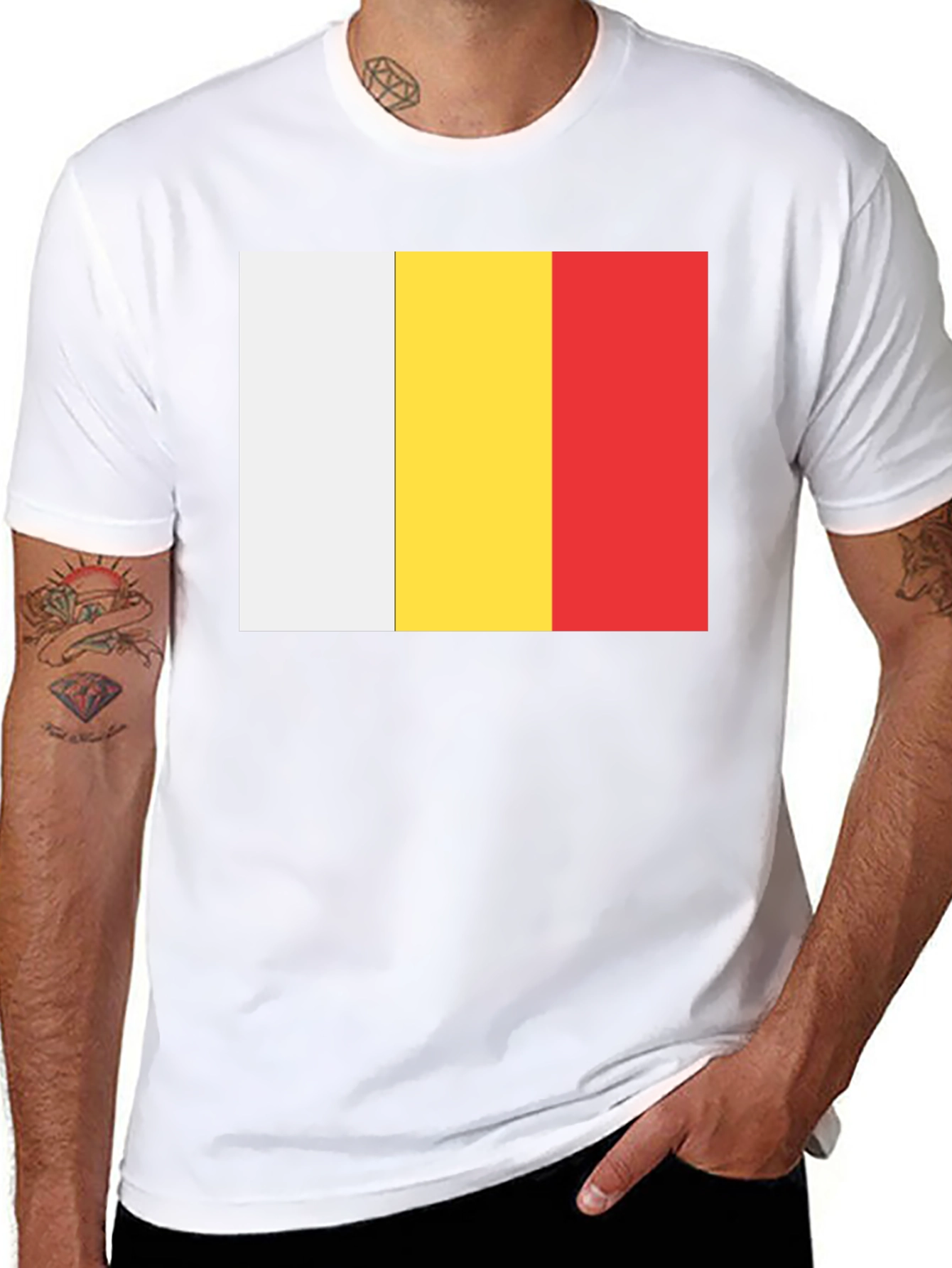 Black White, Yellow, and Red Striped T-Shirt view 8