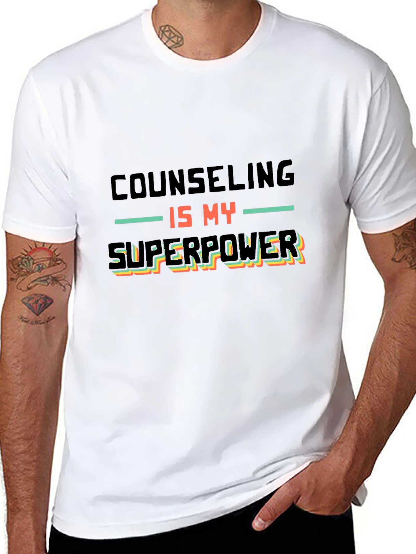 Counseling is My Superpower Black T-Shirt - 8