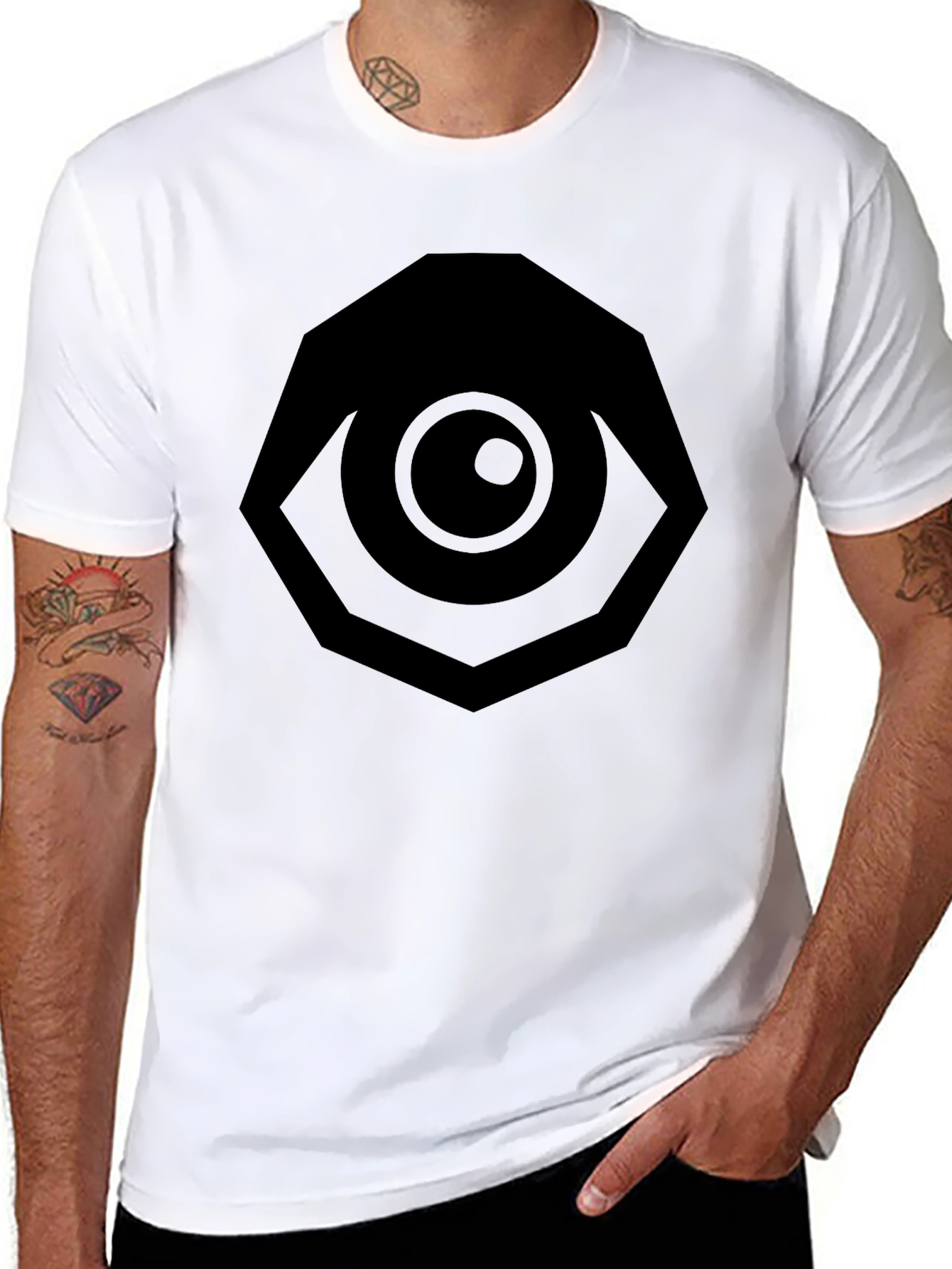 Black All Seeing Eye Graphic Tee - Black Cotton T-Shirt view 8
