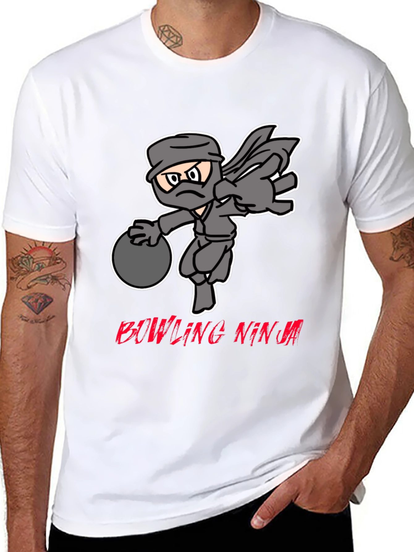 Black Bowling Ninja Graphic Tee - Strike with Stealth! view 8