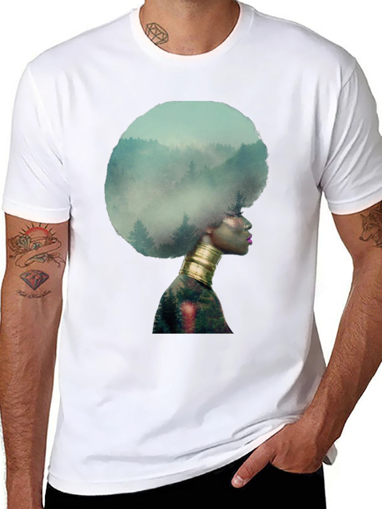Black Nature Afro Graphic Tee - Black view 8