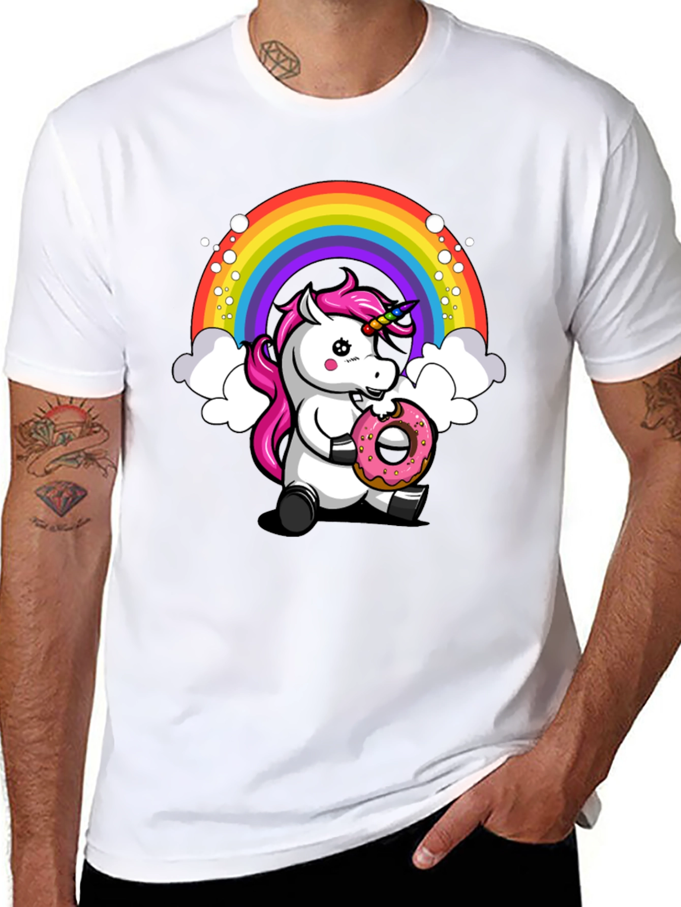 Black Unicorn Donut T-Shirt - Rainbow Graphic Tee view 8