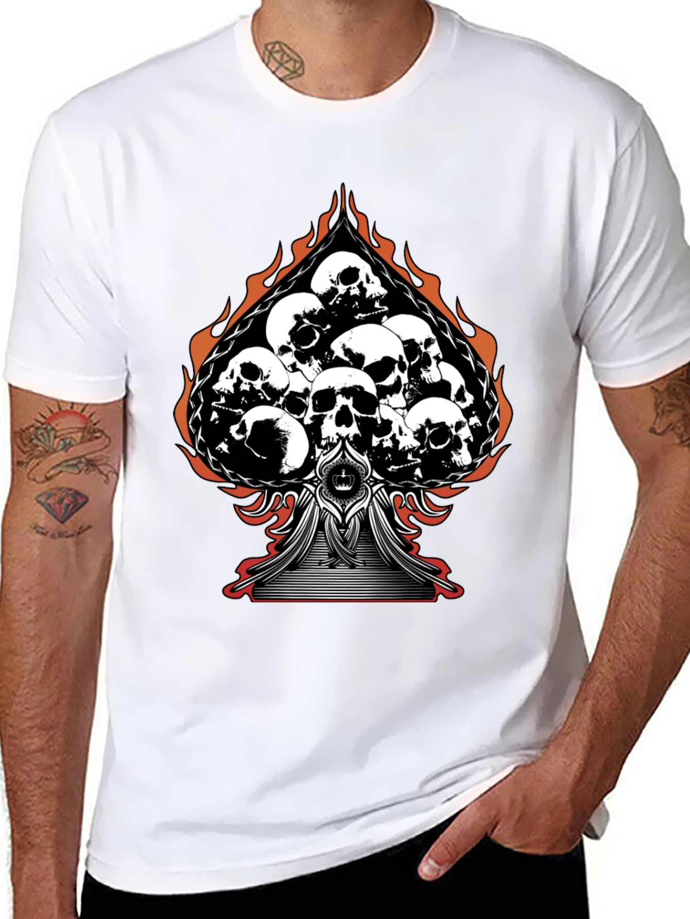 Black Skull Spade Graphic Tee - Black view 8