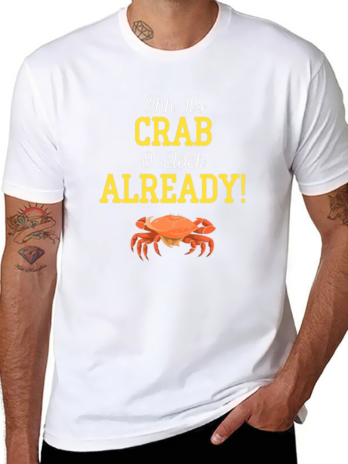 Black Crab O'Clock T-Shirt - Funny Seafood Tee view 8