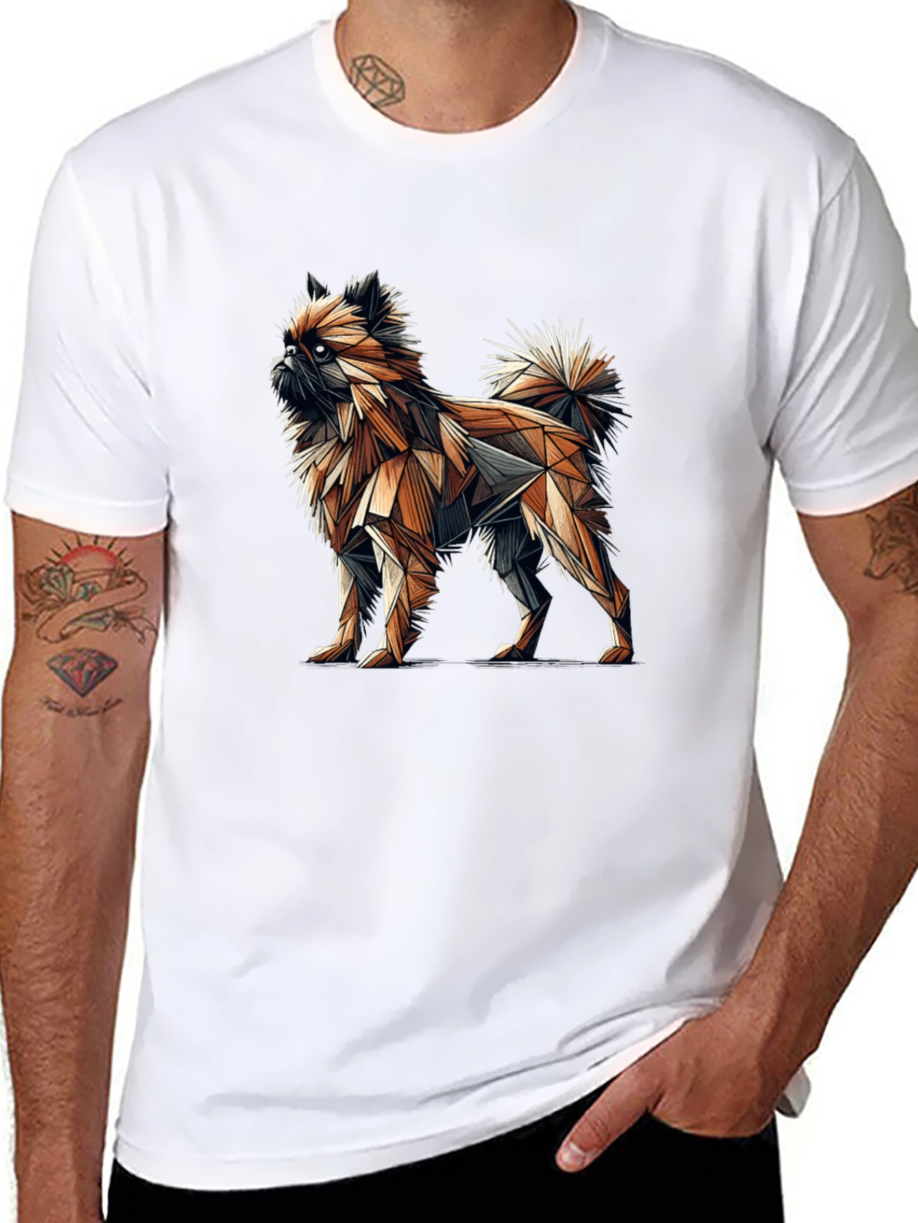 Geometric Dog Graphic Tee - 8