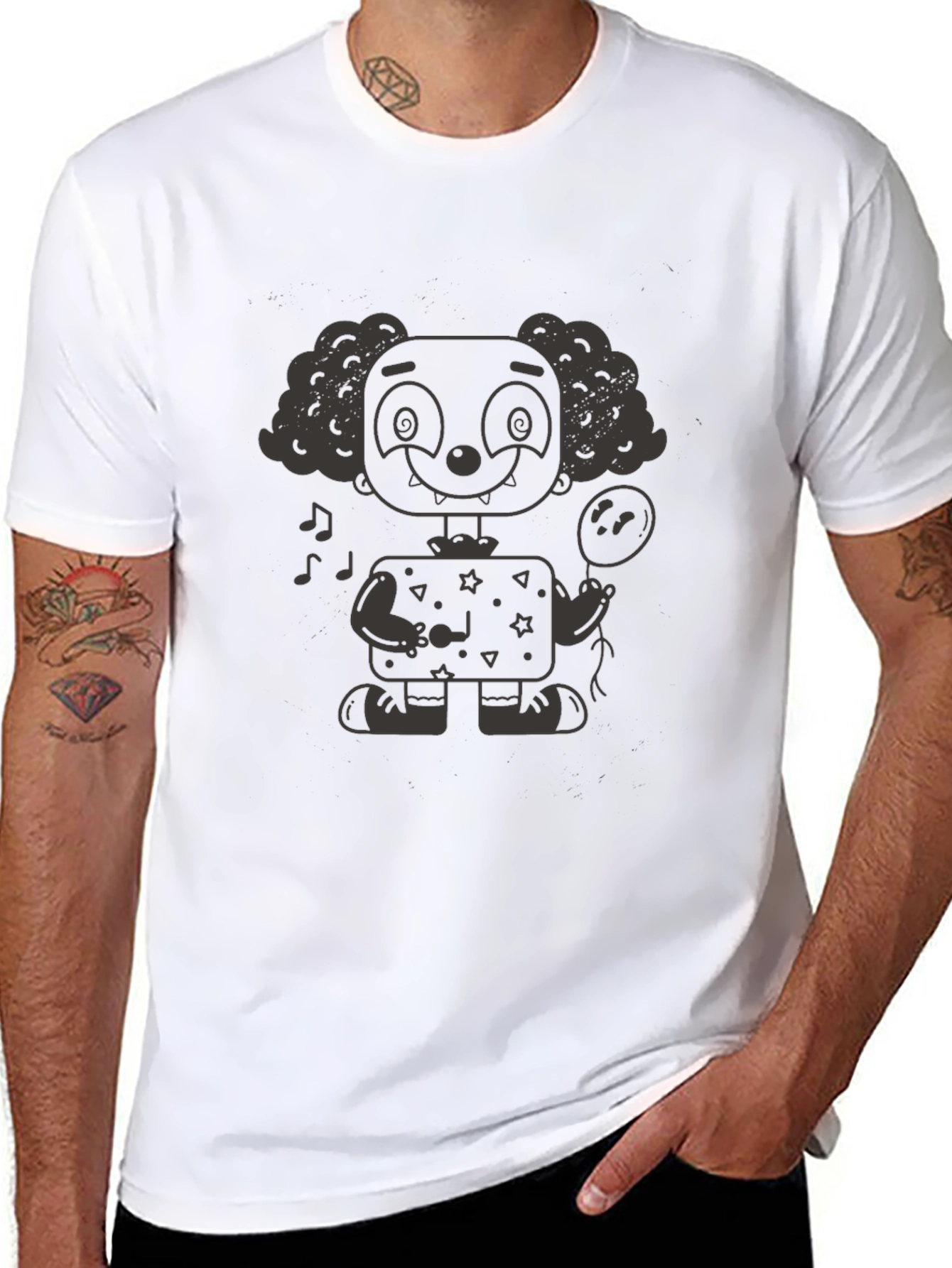 Black Clown Graphic Tee - Funky Black T-Shirt view 8