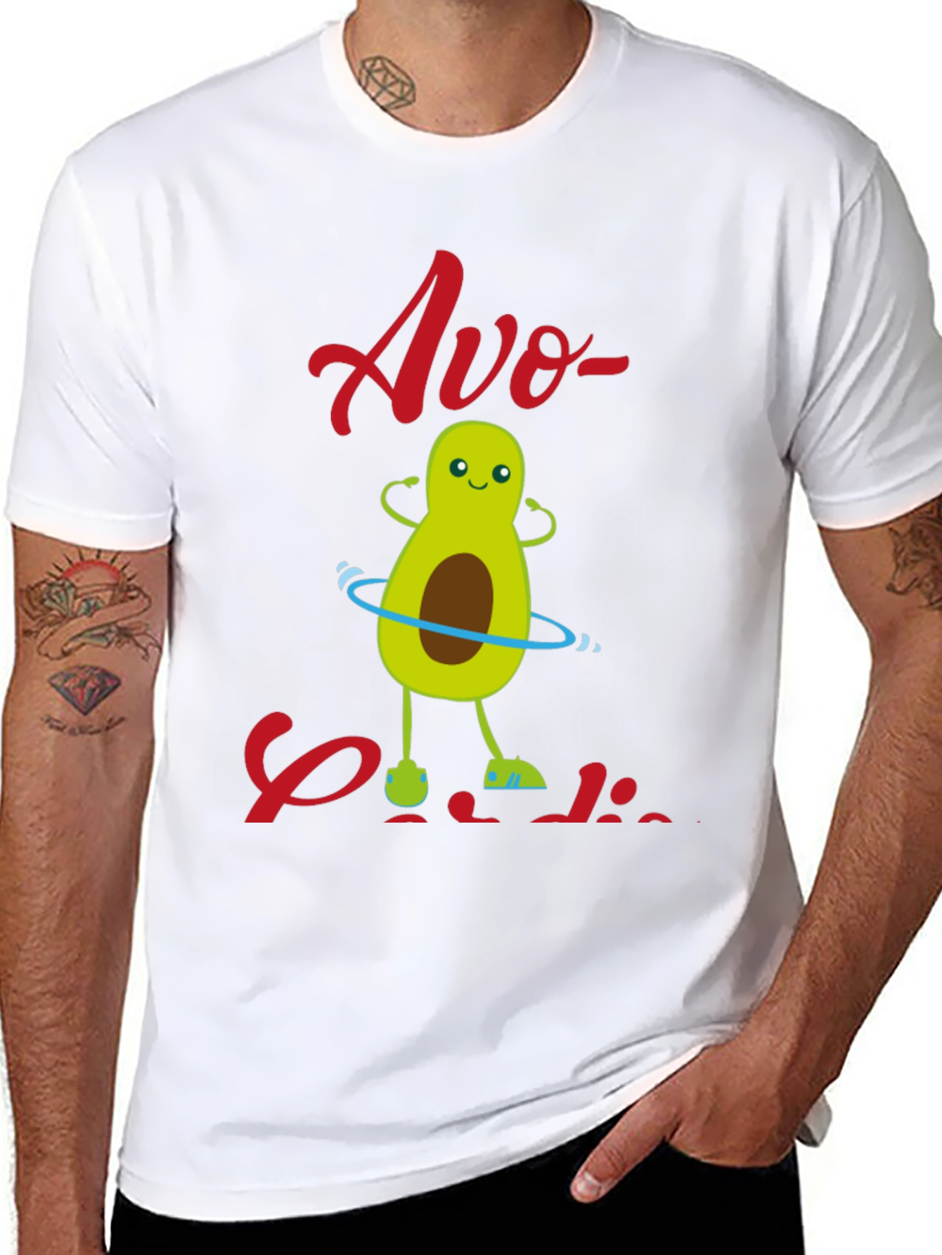 Black Avo-Cardio T-Shirt - Fun Avocado Workout Design view 8