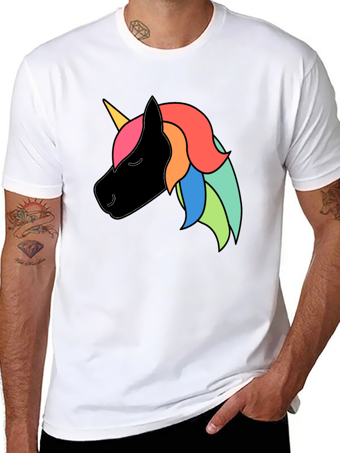 Black Unicorn Graphic Black T-Shirt view 8