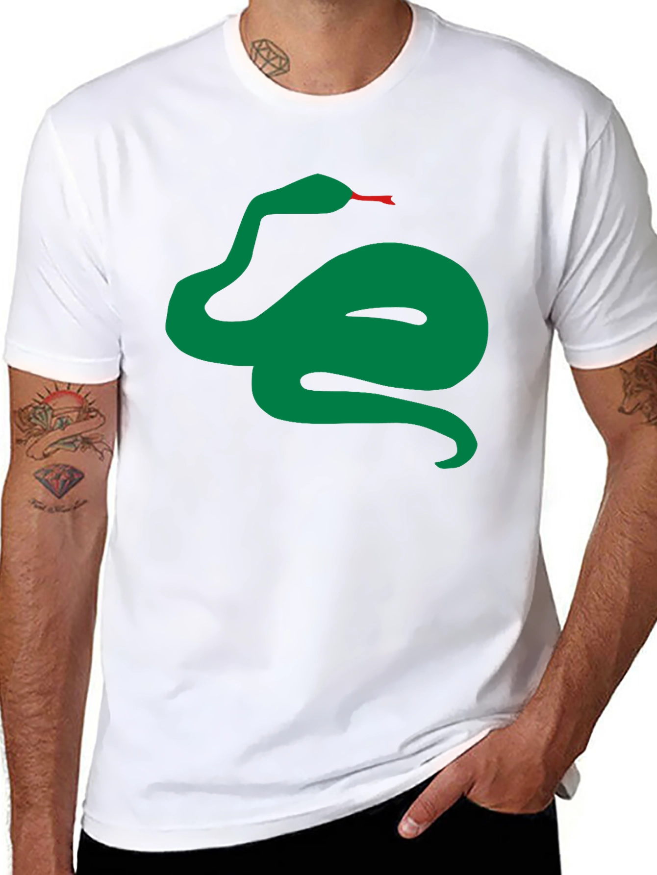 Black Green Snake Graphic Black T-Shirt view 8